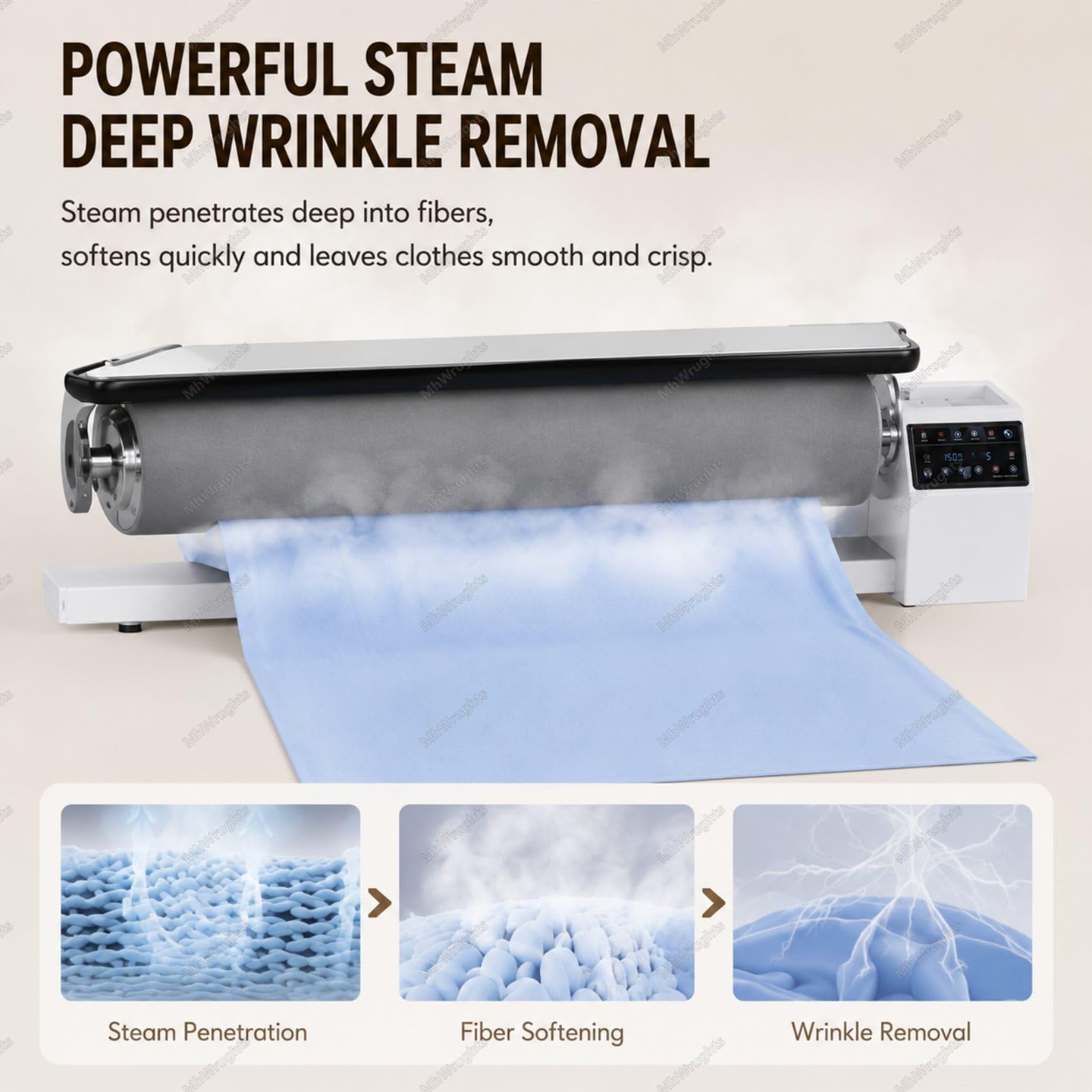 Rotationsdampfbügelmaschine mit Ständer, 91 cm (36 Zoll) Walzenbügelpresse mit Dauerdampf, einstellbaren Stoffeinstellungen und Fußpedalbedienung, für Hotels Withstand