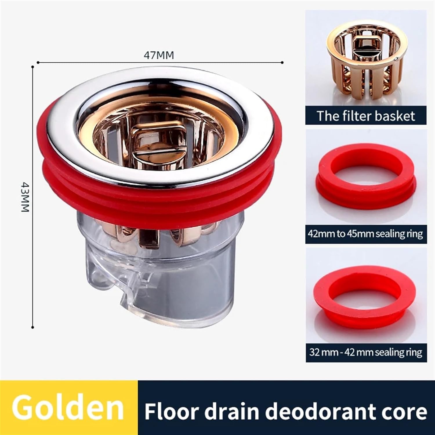 shower drain smell stopper， Valve Sewer Core Anti-Odor for Kitchen Bathroom Silicone Proof Hairpin Toilet(Gold)