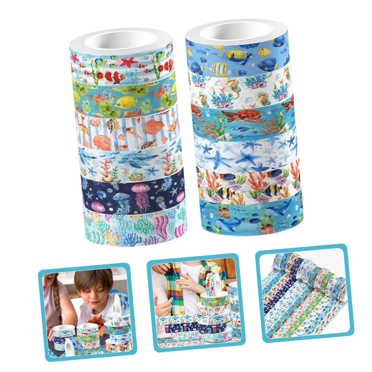 NUOBESTY 5 Pegatinas Washi Tape De Animales Marinos Para Proyectos Creativos Decoración De Diarios