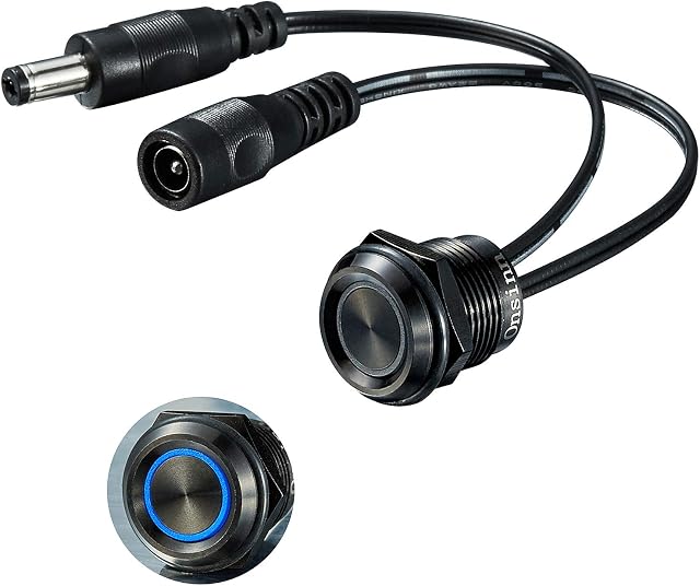 Ounsinn dimmer Switches Memory Function segmented dimming Switch DC12V 24V Blue led for 19mm 3/4'' mounting Hole(19mm 1pack,black segmented)
