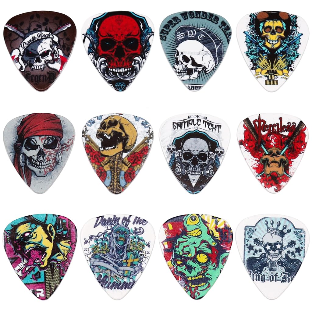 ZIBUYU® 12Pcs Guitar Picks PVC Guitar Pick 1mm Medium- Heavy Picks Rock and Roll Bizarre Aesthetics Picks Guitar Picks for Bass Electric Guitar Acoustic Guitar Accessories-image-46