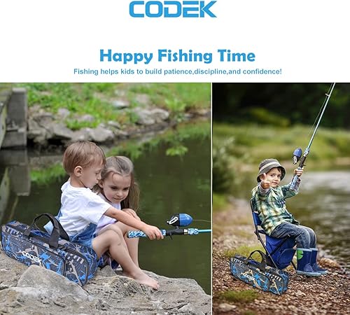 Miniatura 5 de CODEK Kids Fishing Pole Set with Full Starter Kits 2 Set Portable Telescopic Fishing Rod and Spincast Reel Cambos with a Fishing Net and 2 Buckets