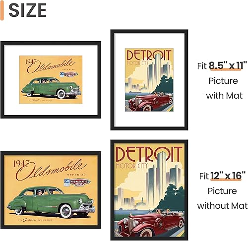 Miniatura 3 de upsimples Portarretratos de 12 x 16 pulgadas, para exhibir fotos de 8.5 x 11 pulgadas con paspartú o de 12 x 16 pulgadas sin paspartú, marco de