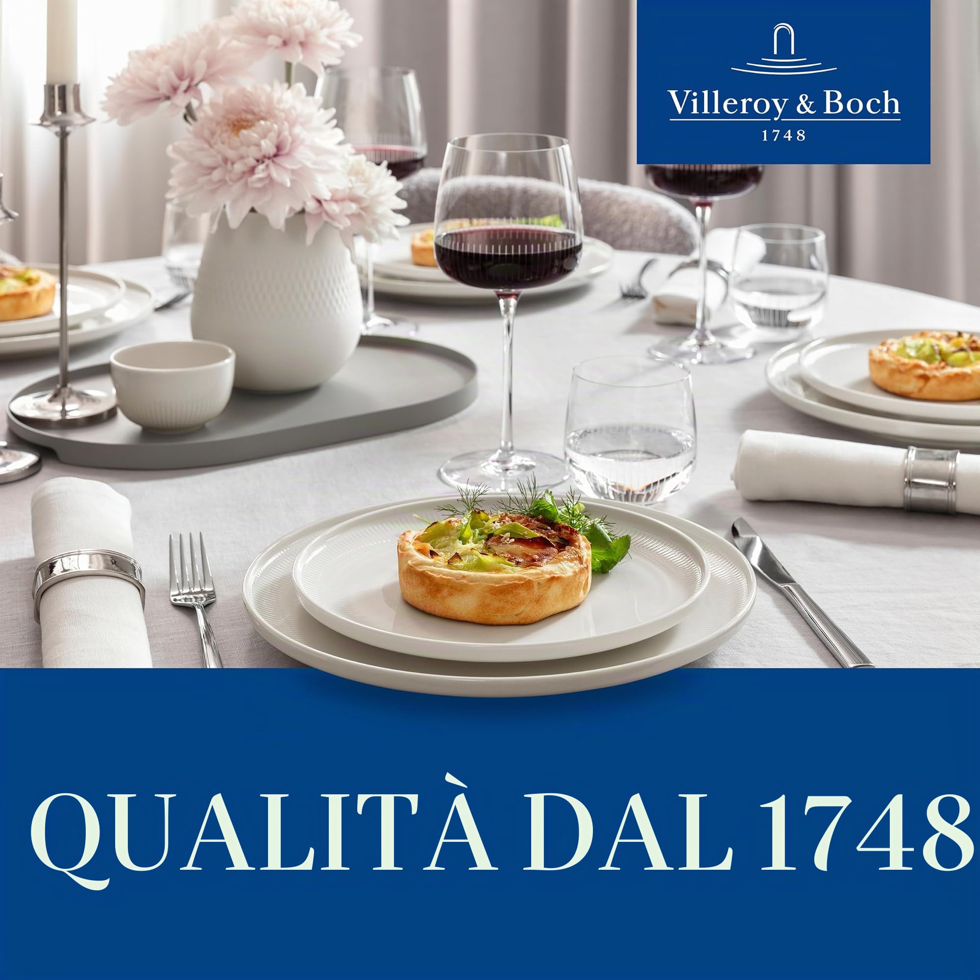 Villeroy & Boch - Afina piatto universale, piatto da portata per pietanze, lavabile in lavastoviglie, utilizzabile nel microonde, porcellana Premium Made in Germany, bianco