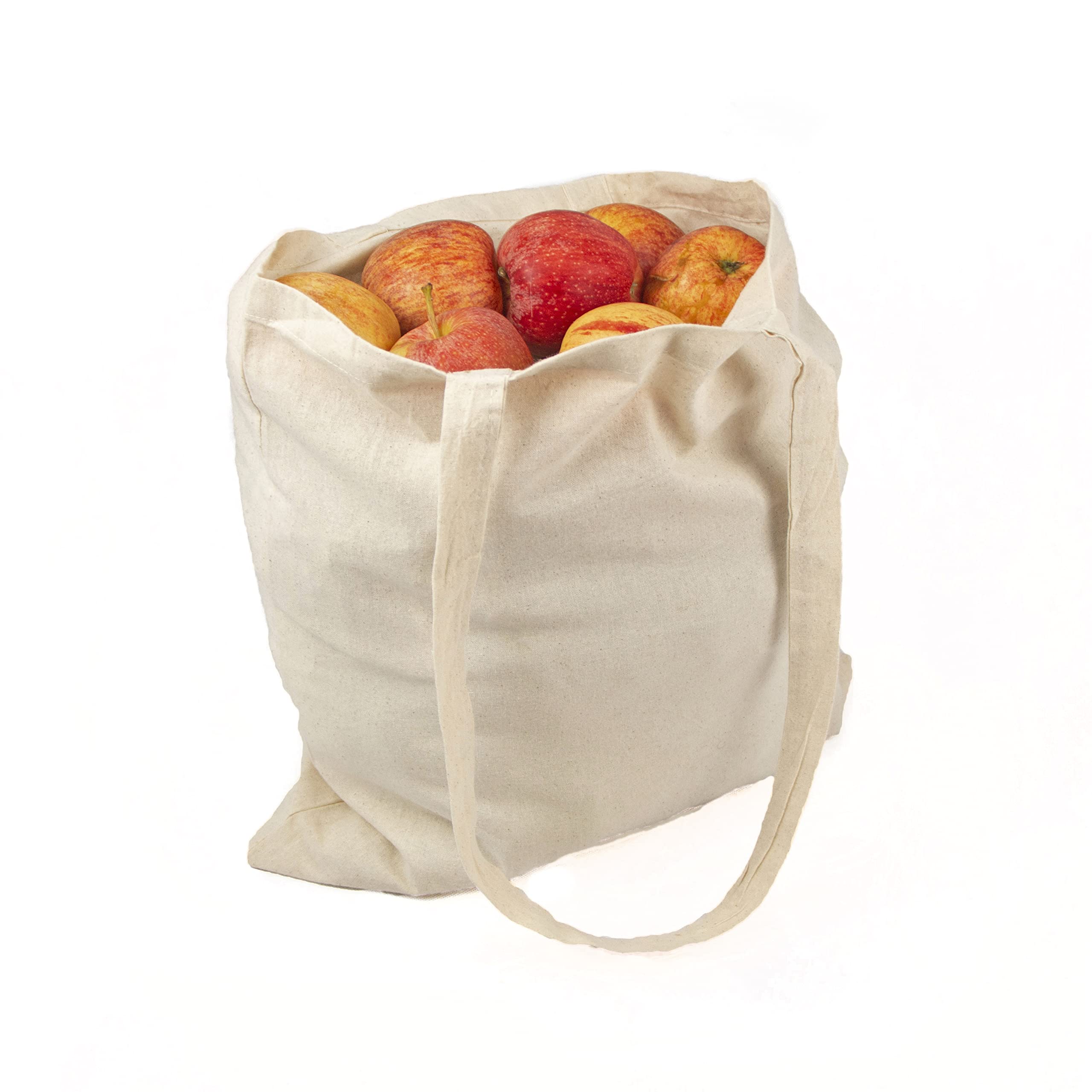 Bolsas de Algodón Reutilizables Color Natural (Lote de 100) | Totebags de 41x37 cm con Asas Largas (140g) | Ideales para Personalizar, Manualidades, Compras, Comercios y Eventos Publicitarios