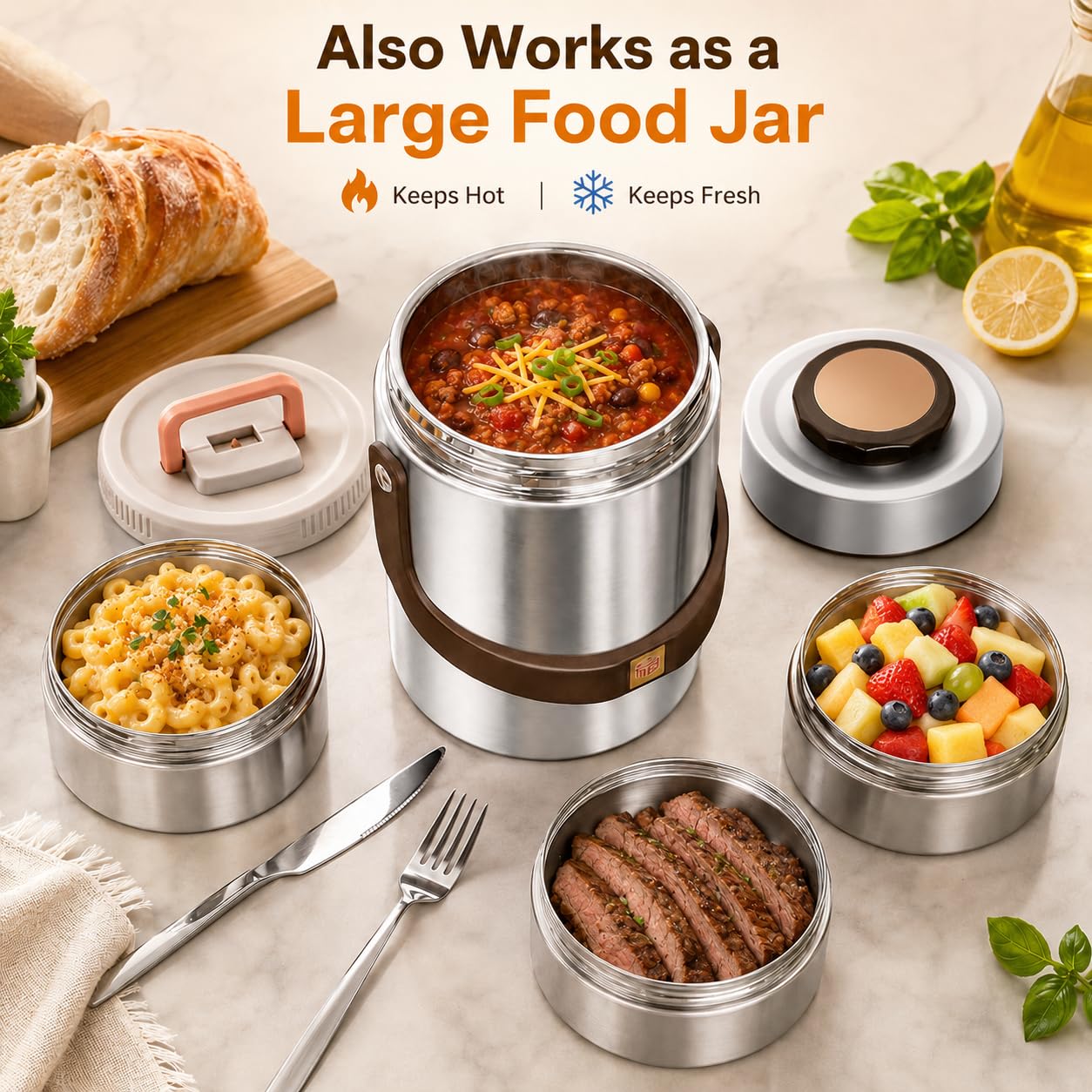 Termo mejorado de 67 onzas para alimentos calientes, termo apilable de 3 capas, tarro de sopa con bolsa aislada, ideal para oficina, comidas al aire libre y varias ocasiones (67 onzas,