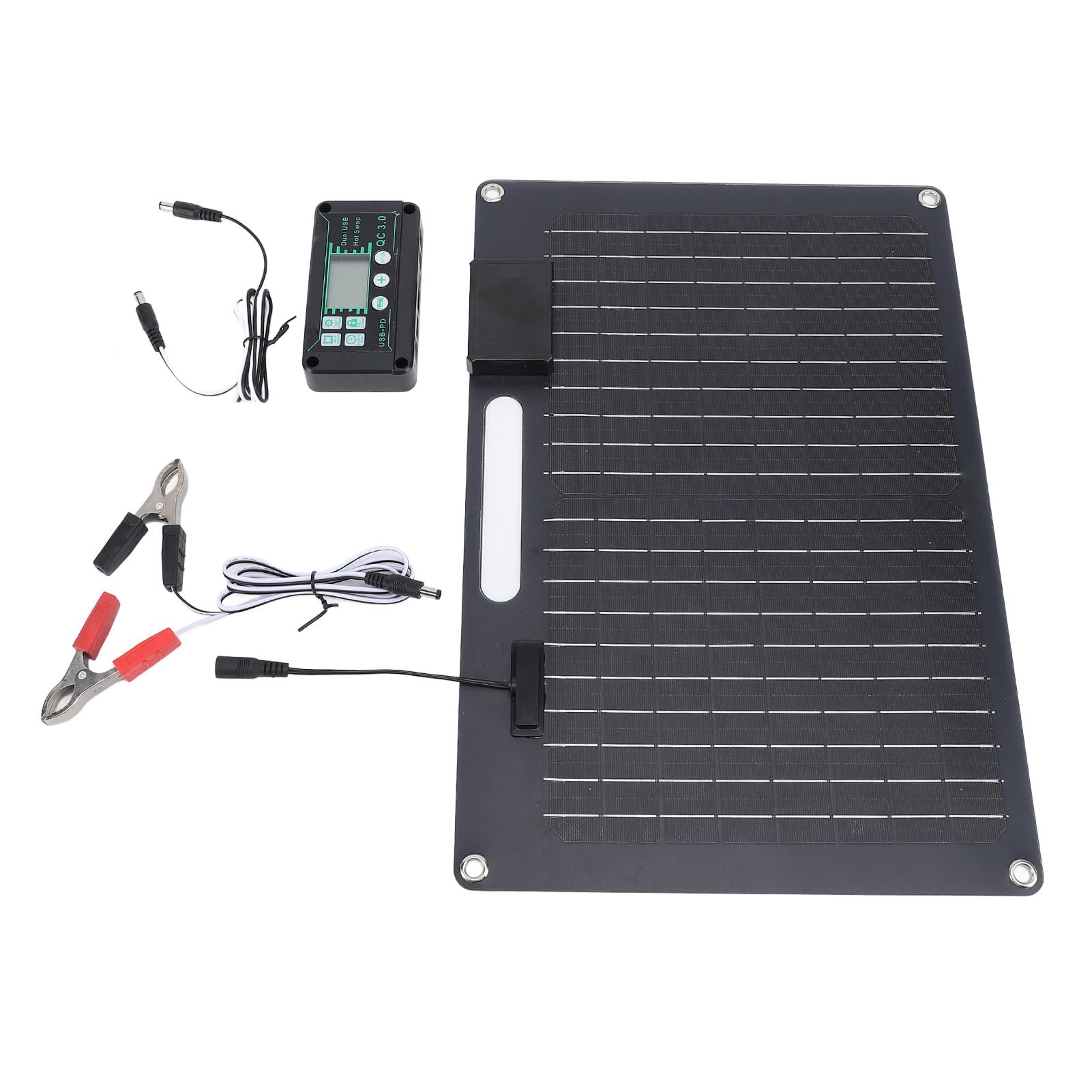Yosoo Health Gear Kit Pannello Solare, Caricabatteria Pannello Solare Monocristallino 100W con Controller 100A Doppia USB 12V 24V per Telecamera di Sicurezza Serra per Tetto Auto Barca