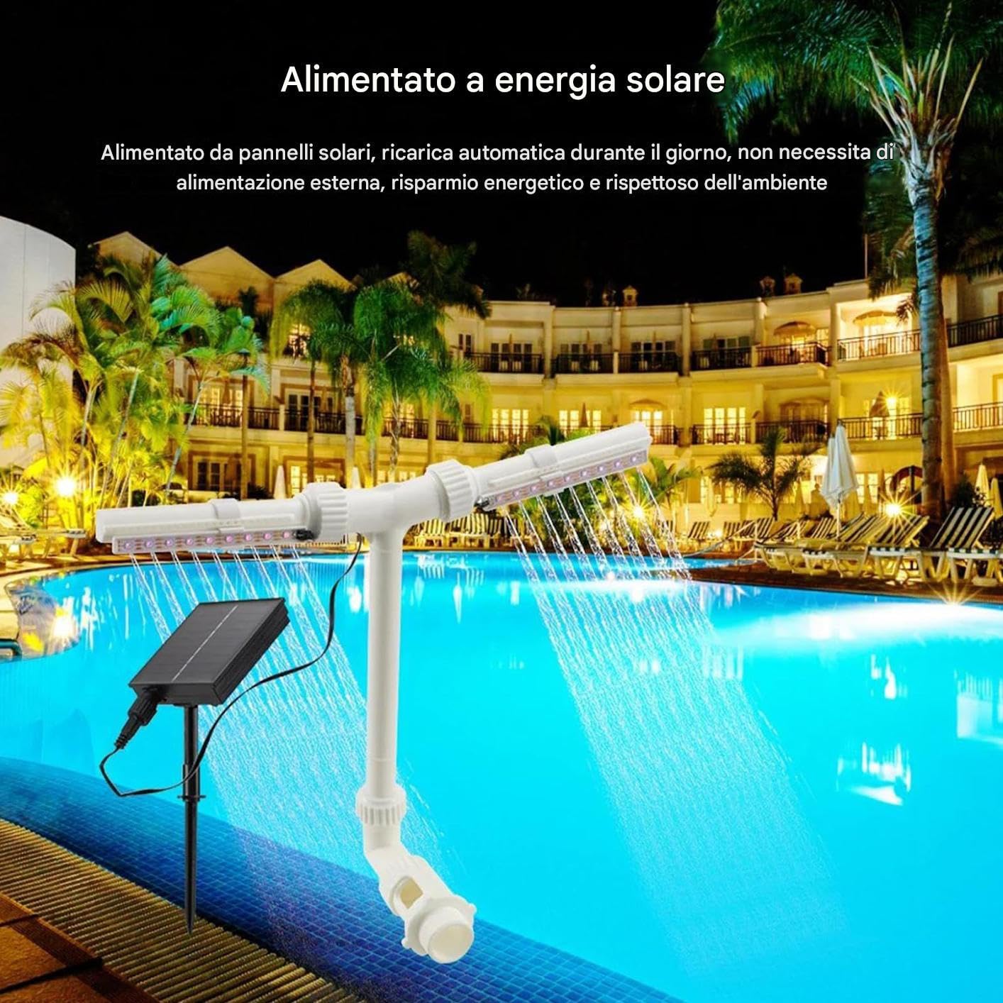 Fontana Solare per Piscina Spruzzatore Cascata con Telecomando
