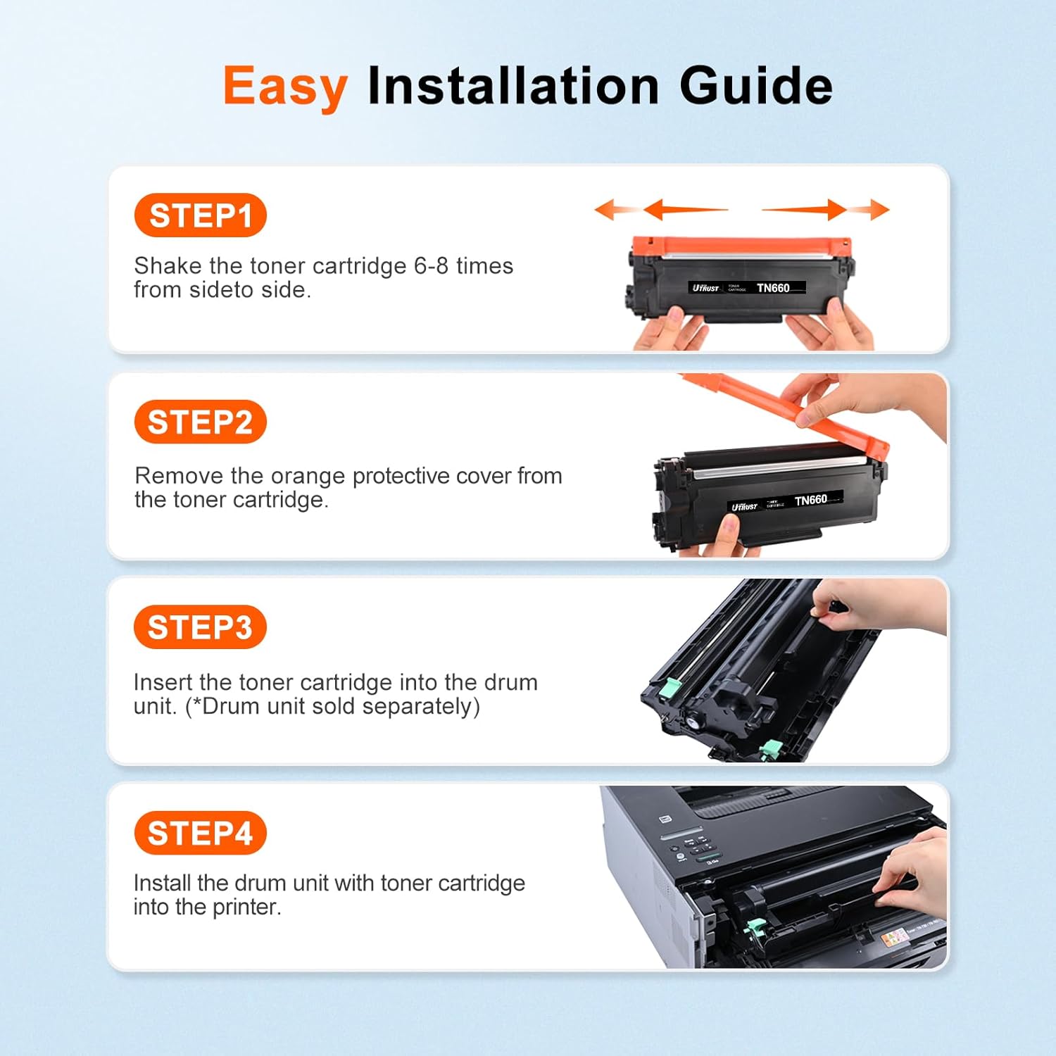 Compatible TN660 Toner Cartridge Replacement for Brother TN660 TN-660 TN630 Toner High Yield for HL-L2300D HL-L2380DW HL-L2320D DCP-L2540DW HL-L2340DW HL-L2360DW MFC-L2720DW (Black, 4 Pack)
