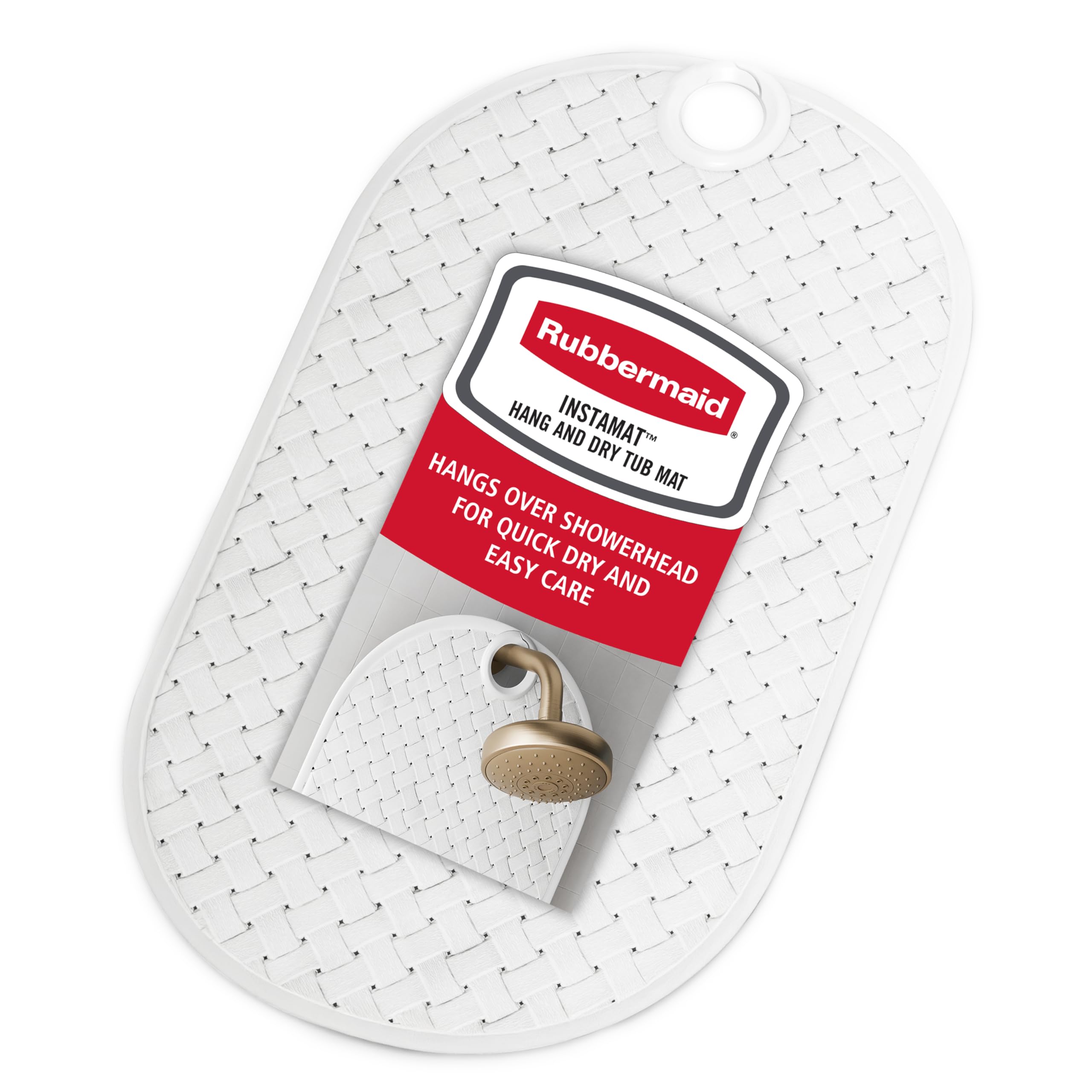Rubbermaid INSTAMAT Tub Mat, Non-Slip Bath Mat Hangs Over Showerhead for Fast Drying, 27.2 x 15.2 Inch, BPA-Free, Easy Care Shower Mat for Inside