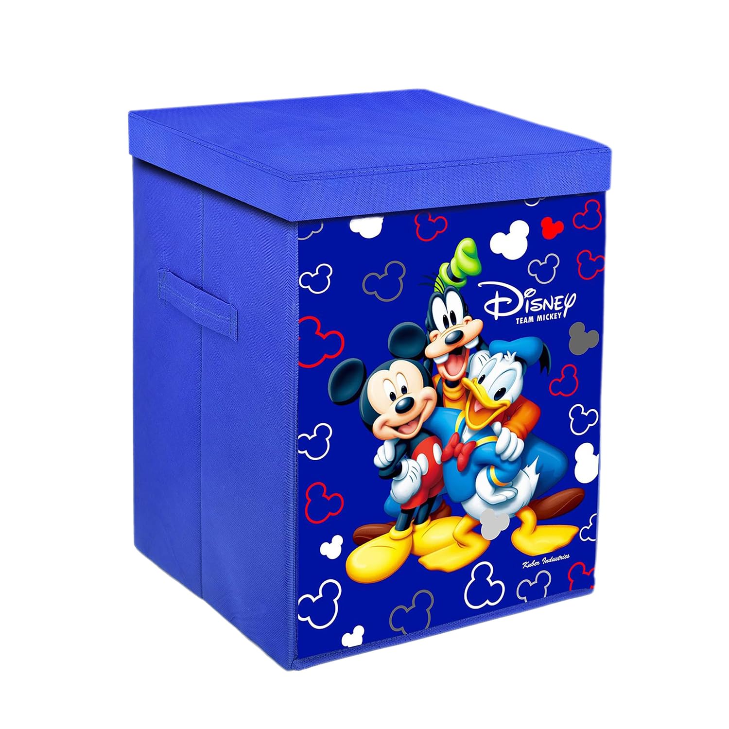 Kuber Industries Non Woven Foldable Laundry Basket For Clothes With Lid|Disney Mickey Team Print|Cloth Storage Box For Washing|Toy Storage Organizer|45 Ltr|Royal Blue-picture-34