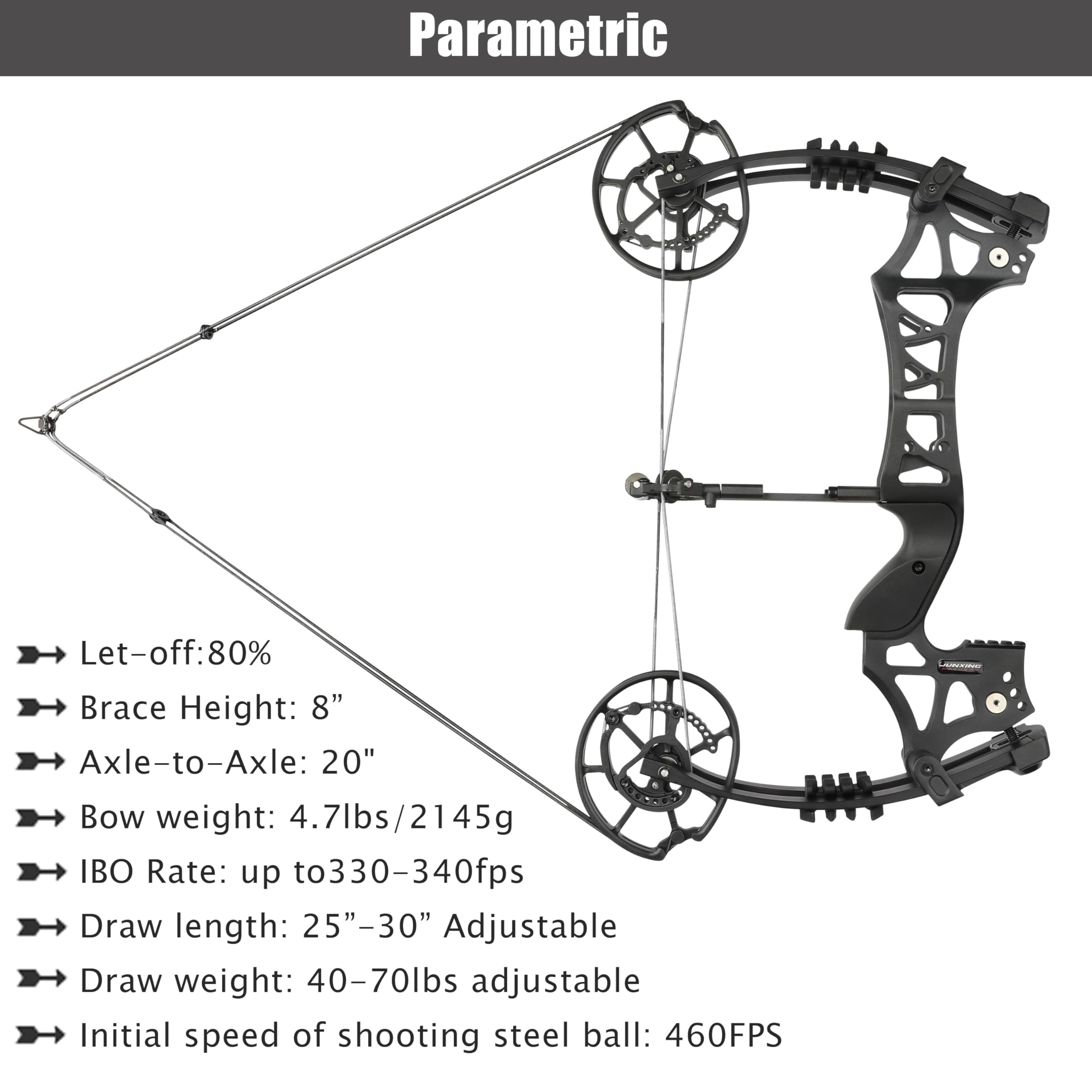 Set di archi compound 40-70lbs regolabile in acciaio palla e freccia arco doppio scopo Archi da caccia per tiro al bersaglio pesca con l'arco Let-off:80%
