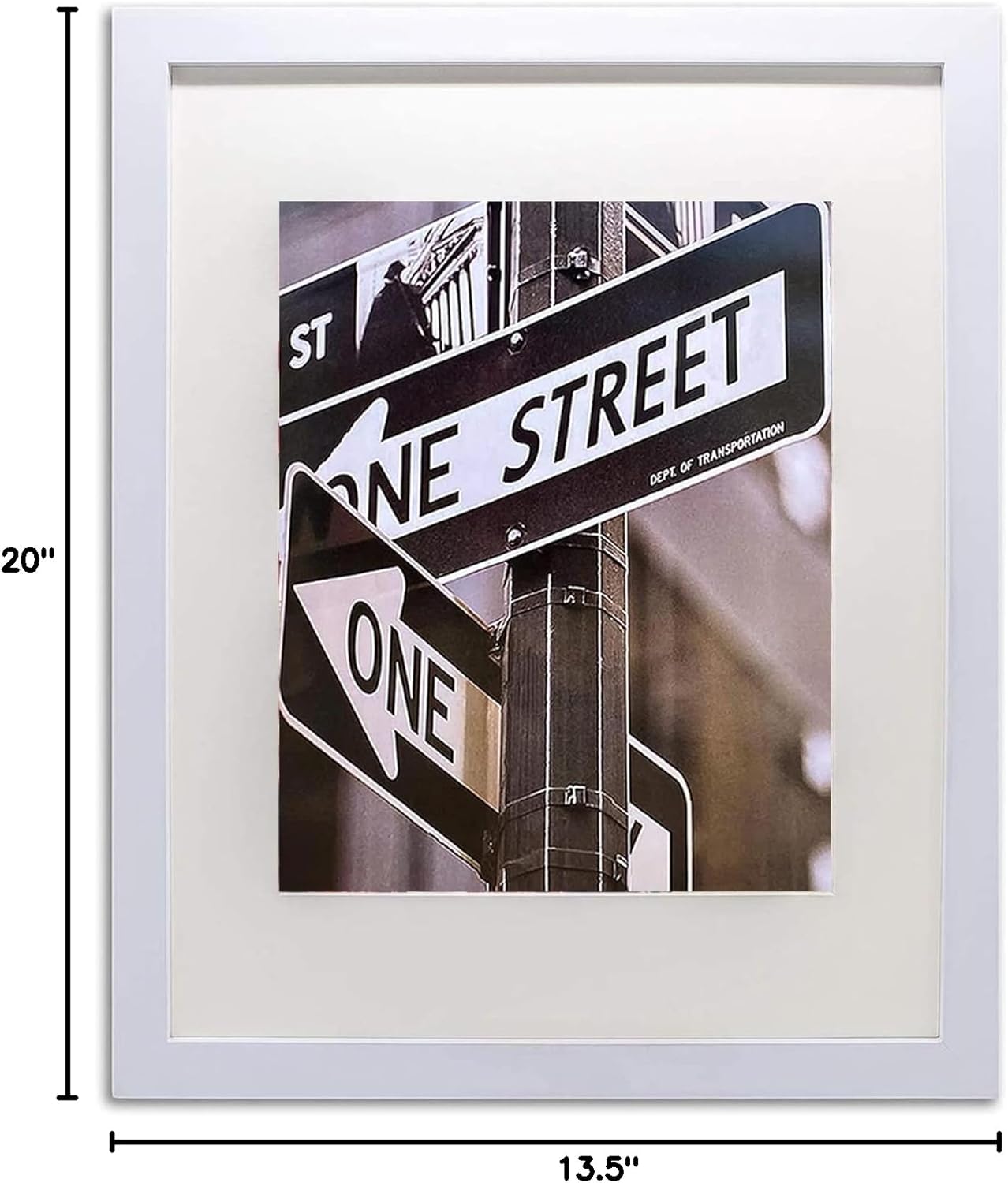 The Display Guys 16x20 White Picture Frame - Solid Pine Wood, Tempered Glass, matted for 11x14 Photo + Collage Mat Board for 4-5x7 Photo