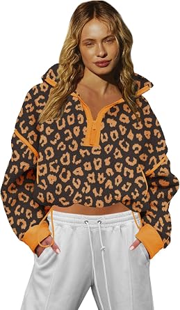 LAMISSCHE Half Zip Sweatshirt Women Oversized Sherpa Jacket V Neck Fleece Pullover Hoodie with Pockets