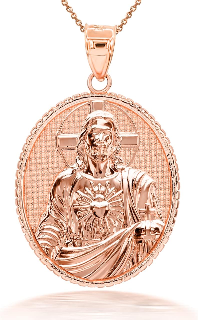 Religious Jewelry 10k Gold Sacred Heart Of Jesus Christ Oval Medal Pendant Necklace