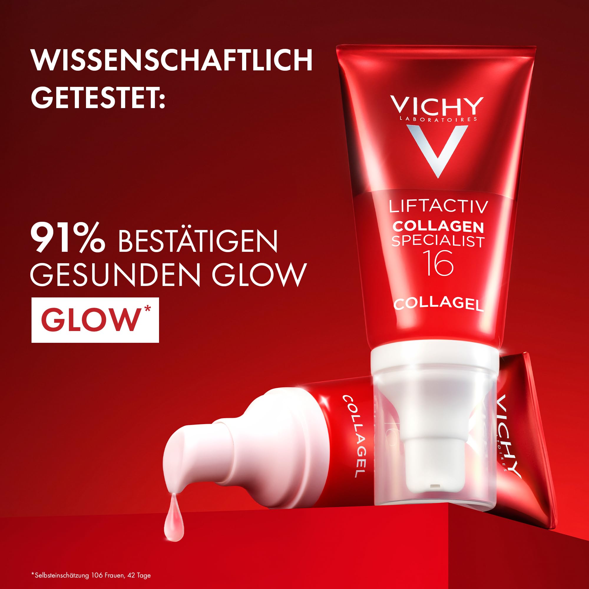 Vichy Liftactiv Hydratisierendes und aufbauendes Kollagen-16-Gel mit Co-Bonding-Technologie für Männer und Frauen, 50 ml