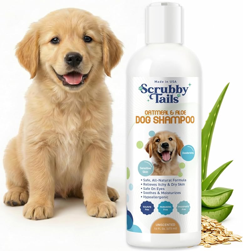 Shampoo Enzimático de Aveia para Cães Scrubby Tails, Sem Fragrância, 473 mL