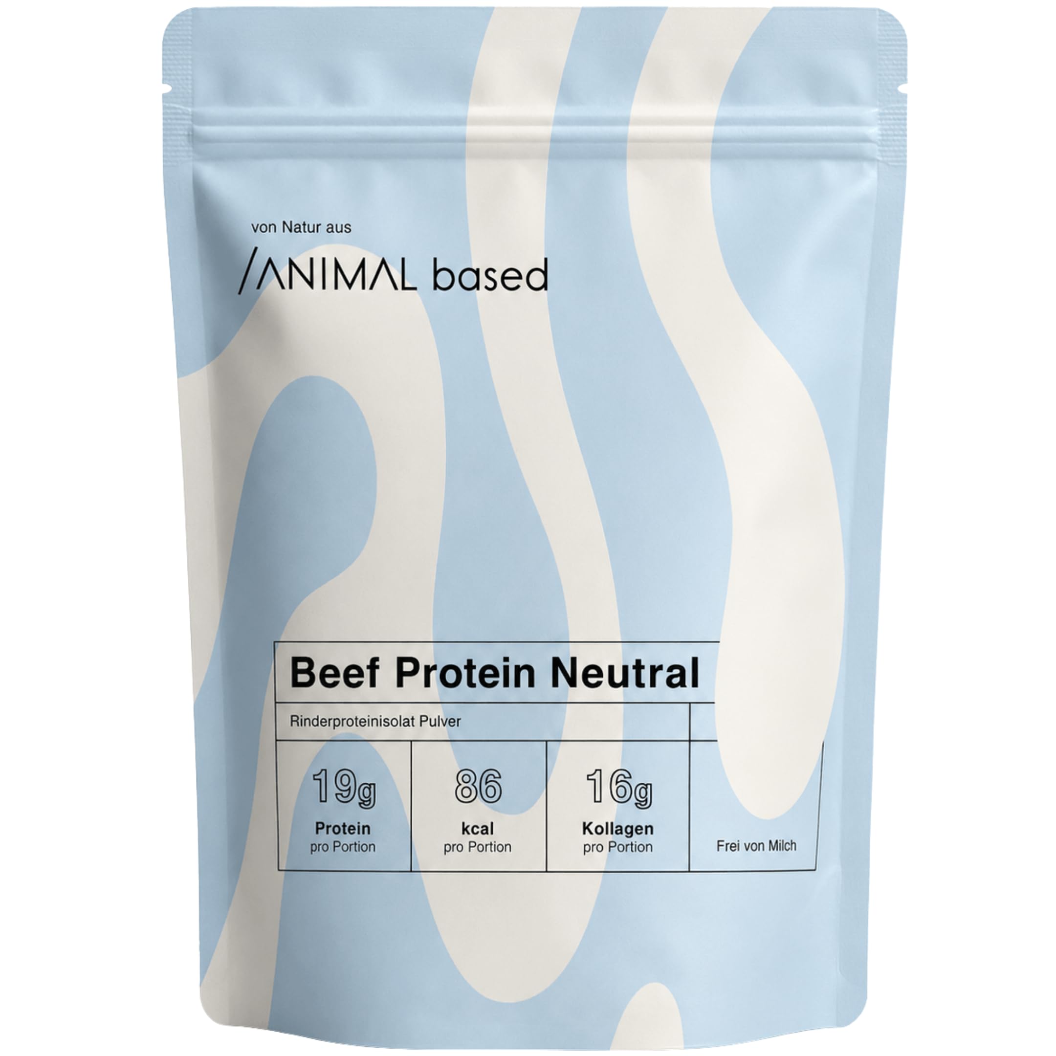 Animal Based Rinderprotein Pulver Neutral 300g - Natürliche Zutaten - 19g Protein - 16g Kollagen - 86 kcal - Beef Protein - Kollagen Typ 1,2,3 - Knochenbrühe vom Weiderind - Bone Broth - Histaminarm