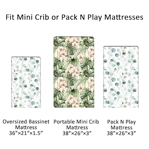 Miniatura 3 de Juego de sábanas bajeras ajustables extra suaves y elásticas para bebé, paquete de 2 sábanas de mezcla de algodón de primera calidad para colchón