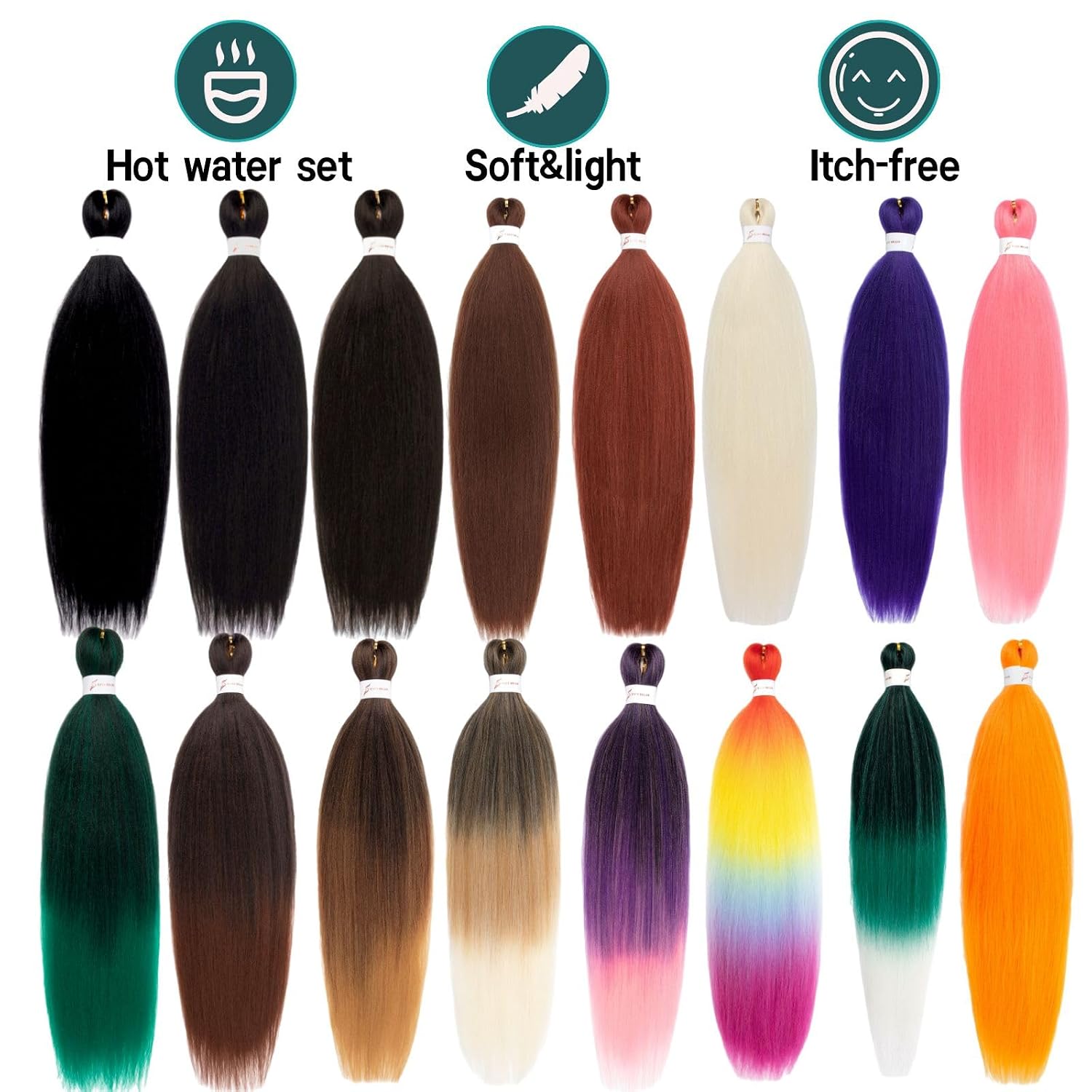 Ombre Braiding Hair 28 Inch Ombre Natural Black To Brown 6 Packs Long braid Hair Extensions Professional Synthetic Braid Hair Crochet Braids, Soft Yaki Texture.(28Inch,T1B/30#).