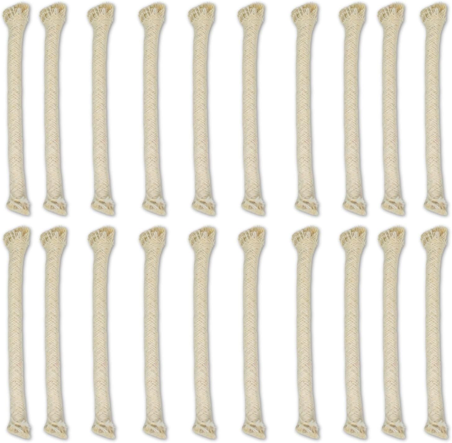 20 Pcs Egyptian Egypt Cotton Fuse Alcohol Burner Equipment Heating Lamp Candle Torch Wicks Replacement Kerosene Wick Braided Torch Stove Arabian Coffee Tea Tabletop (1 Pcs = 8" / 20 cm) فتيل قطن