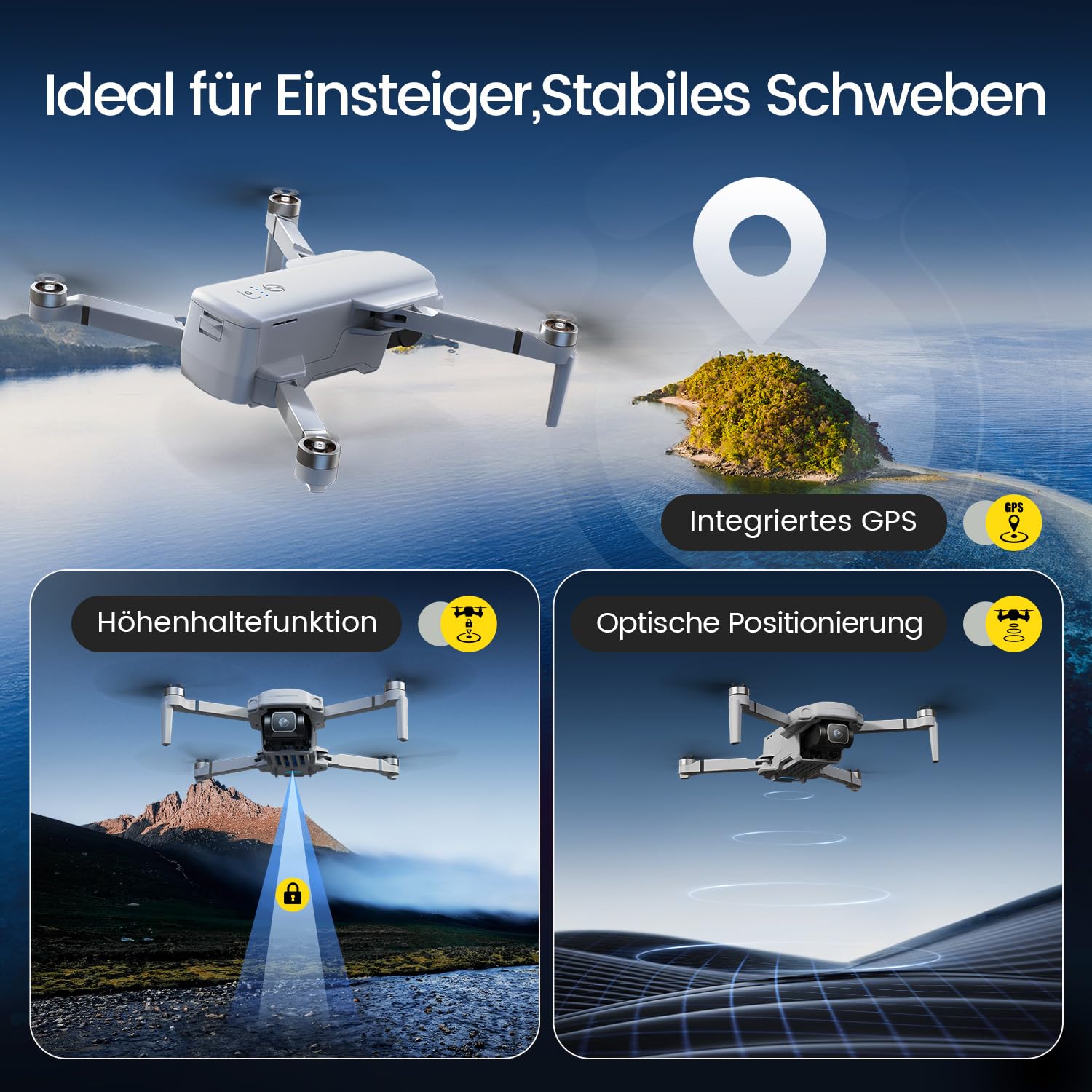 Holy Stone HS360D GPS Drohne mit 4K Kamera für Erwachsene, 5GHz FPV Übertragung bis 6KM, 80 Min. Flugzeit, Follow Me, Auto Rückkehr, RC faltbar Drohnen Profi Kameradrohne für Anfänger, unter 249g, C0