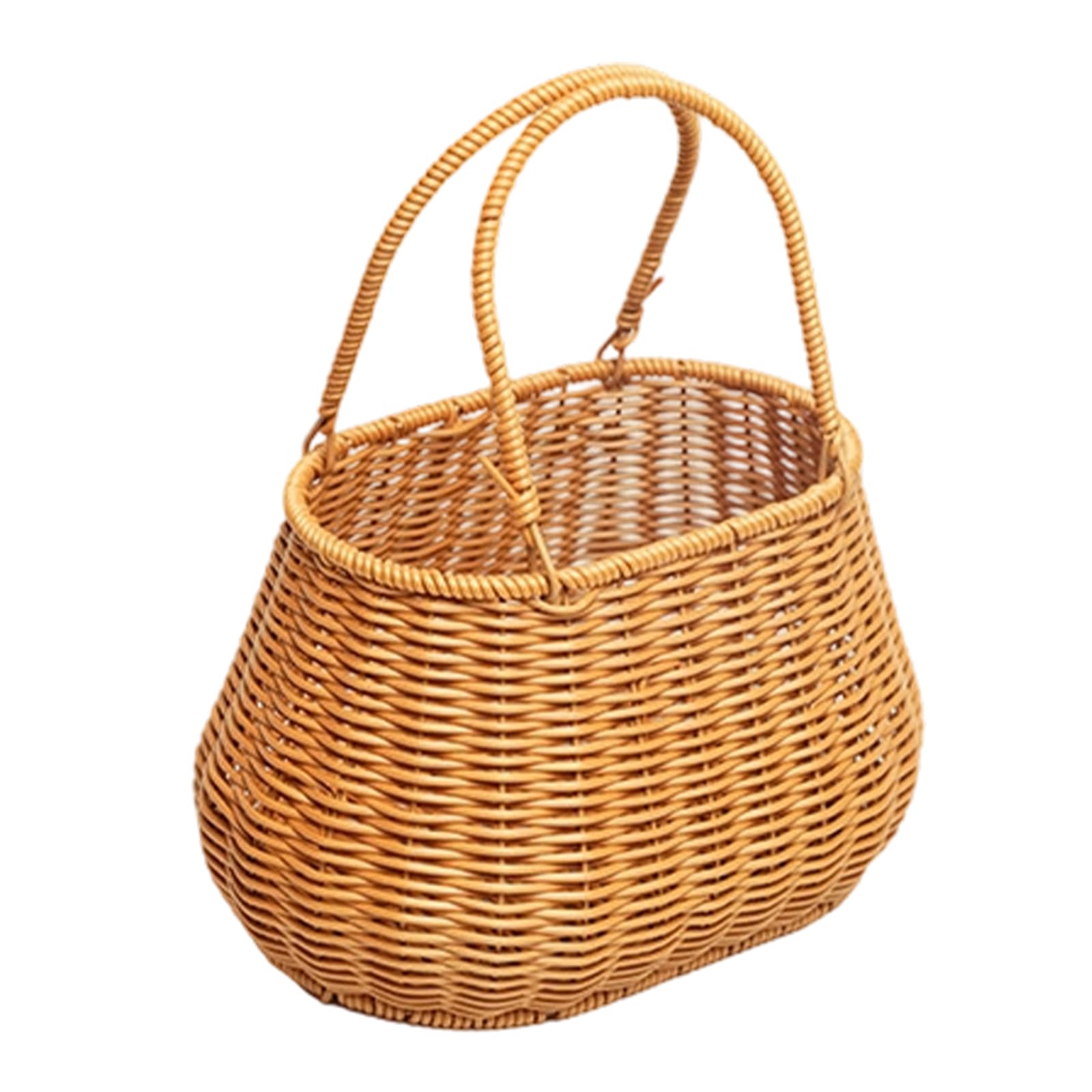 NVOQILIN Stylish Woven Storage Basket Cupboard Organizers for Snacks Fruits Picnics Decors Sturdy PP Materials Bin with Handles Waterproof Storage Bin