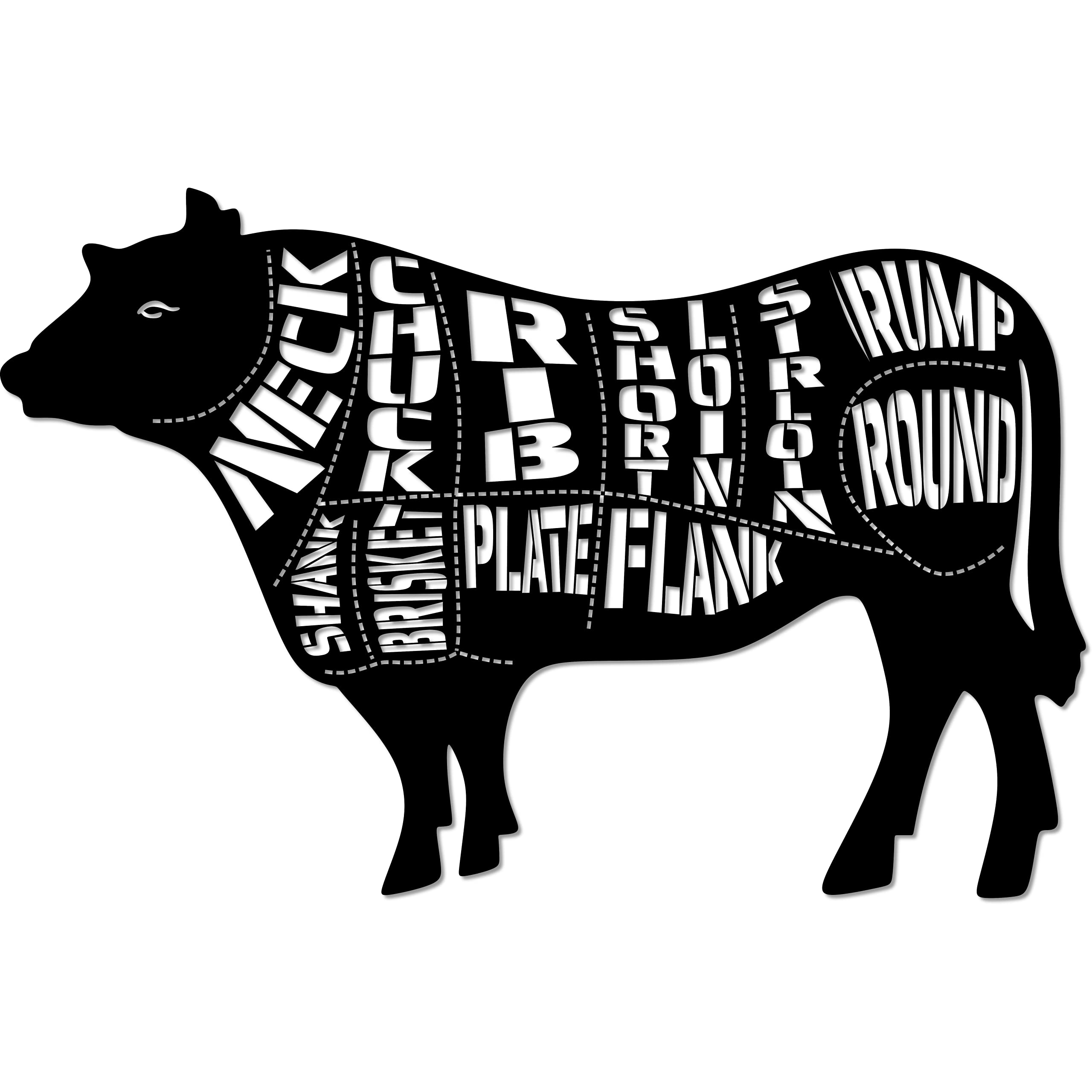 Buy Angus Beef Cuts of Meat Metal Wall Decor Sign Laser Cut