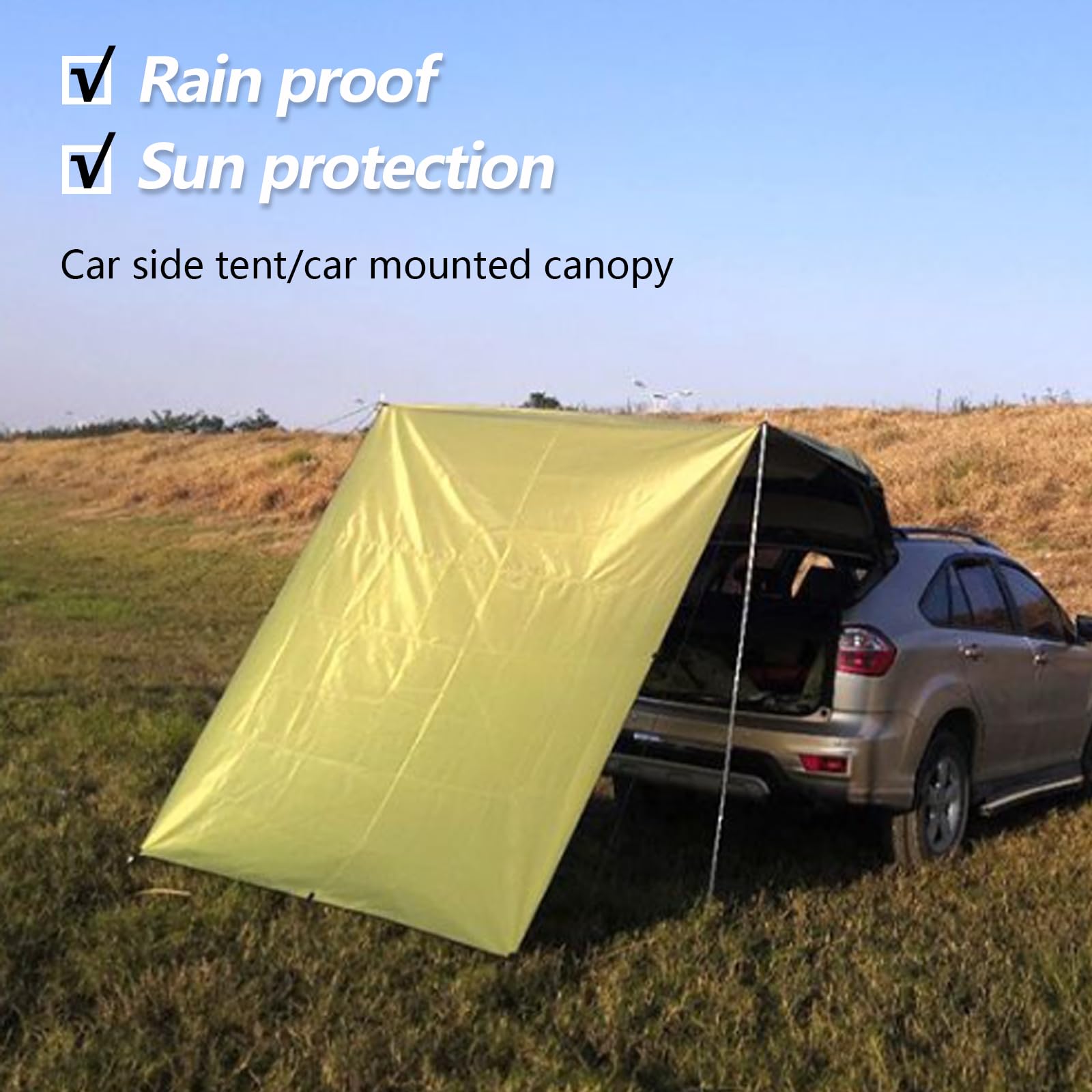Tenda per Auto, Tenda da Campeggio, Impermeabile Tenda di Estensione Posteriore/Laterale dell'auto,Tettoia/Tenda da Sole per Auto, Adatta per Auto e Camper,440 x 200 cm