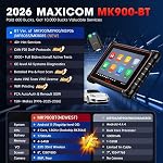Autel Scanner MaxiCOM MK900BT, 2026 MK900-BT Outil de diagnostic bidirectionnel, 2.0 BT V. des MK900 MX900 8in Jusqu'à MK808S MK808BT PRO MX808S MK808Z, 3K+ Essais actifs, 40+ Réinitialisez CANFD DoIP, FCA SGW