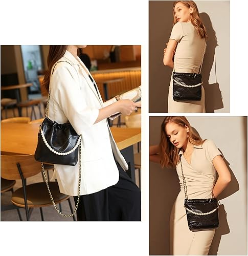 Miniatura 2 de Bolso tote acolchado para mujer, bolso de hombro de lujo estilo hobo cruzado, bolso de mano con cadena de diseño, bolso de trabajo de cuero, grande,
