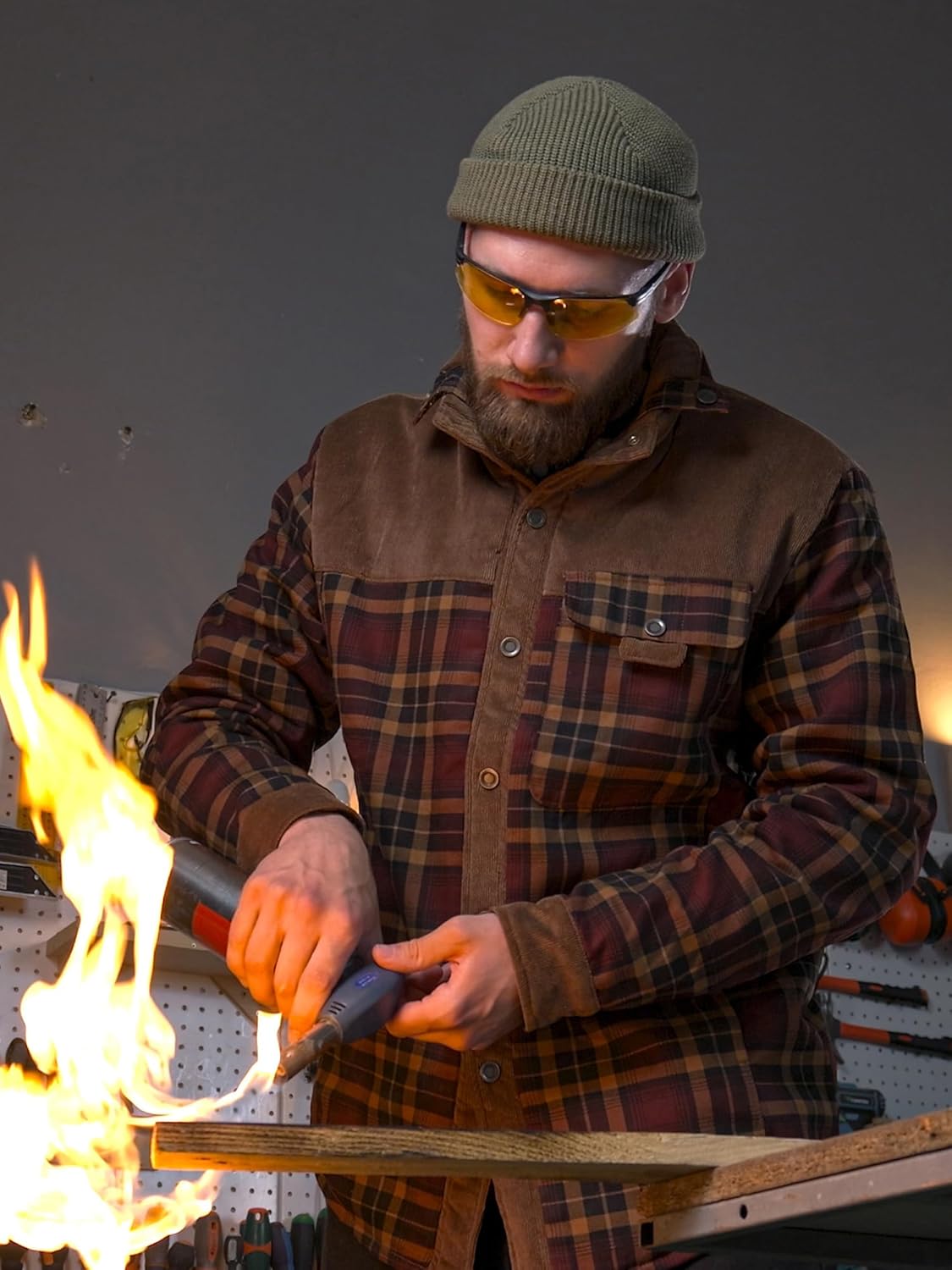 Mr.Stream Men's Outdoor Casual Vintage Long Sleeve Plaid Flannel Button Down Shirt Jacket - Image 2