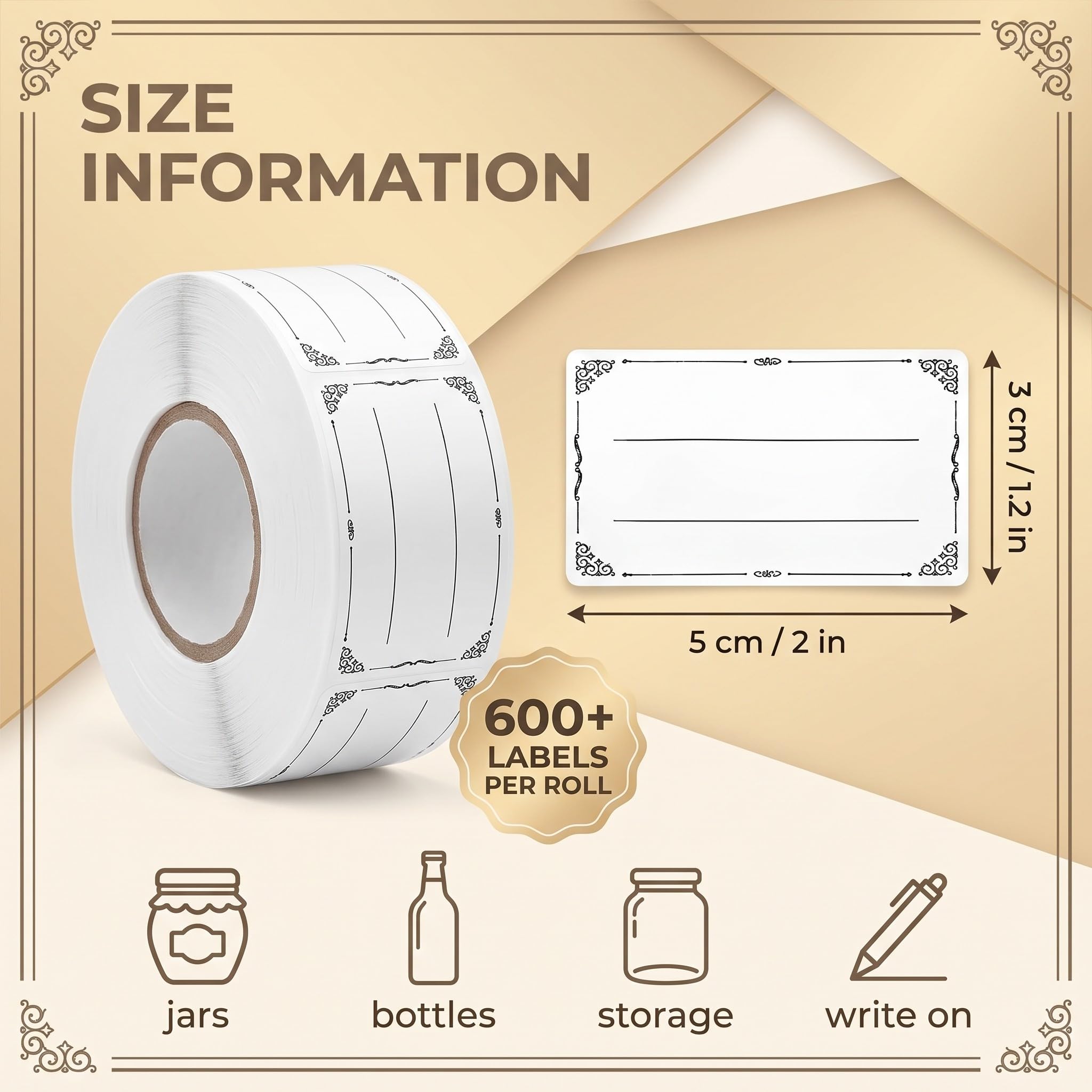 Étiquettes Autocollantes Lot 600 Blanches, Taille 5X3 Cm, Pour Bocaux Confiture Et Bouteilles