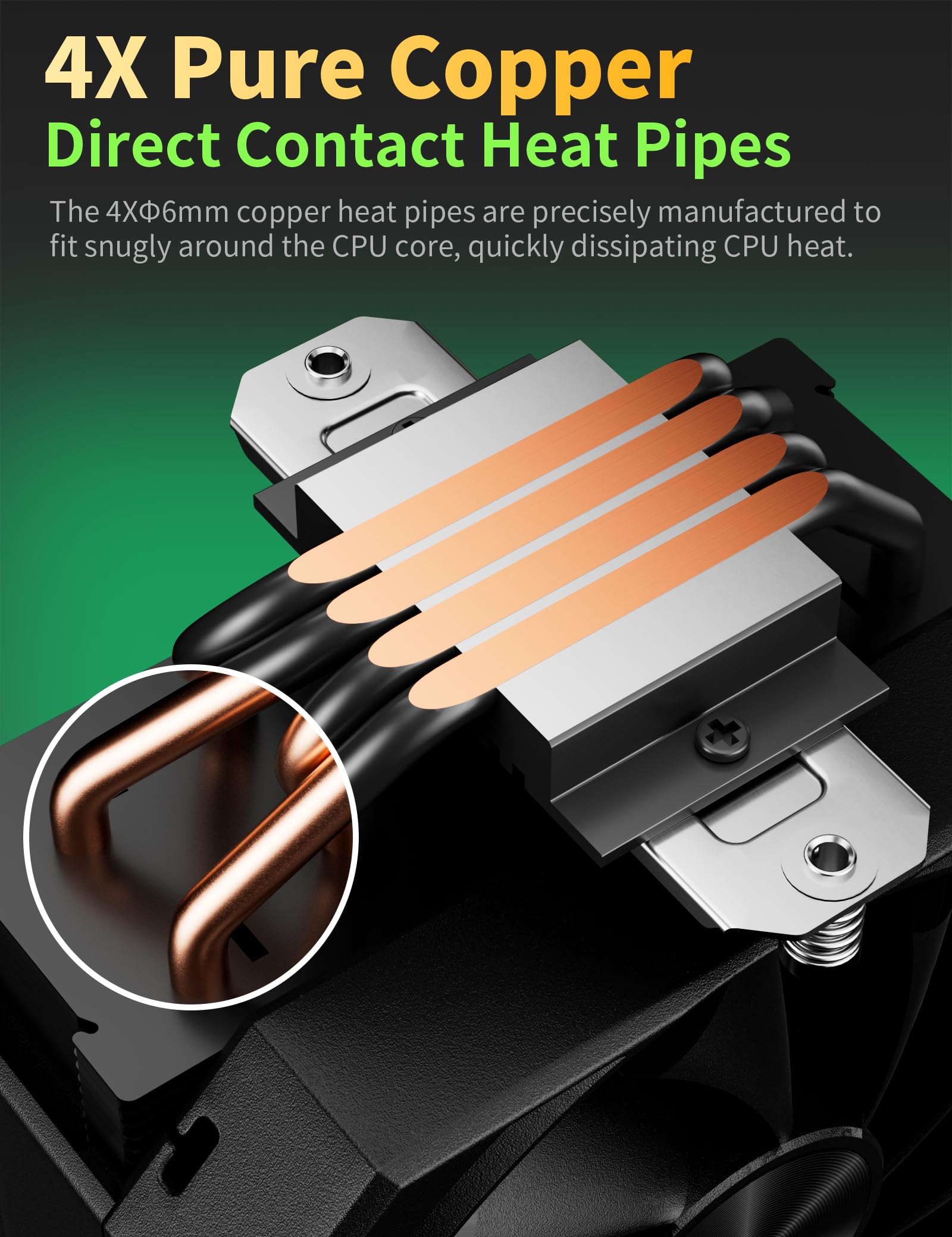 AMD/Intel CPU Cooler with 120mm Fan - 4x6mm Heat Pipes, 6.1'' Height, 1650Rpm, Compatible with AM5/AM4/AM3 Series & LGA 1700/1851/1155/1156/2011/2066