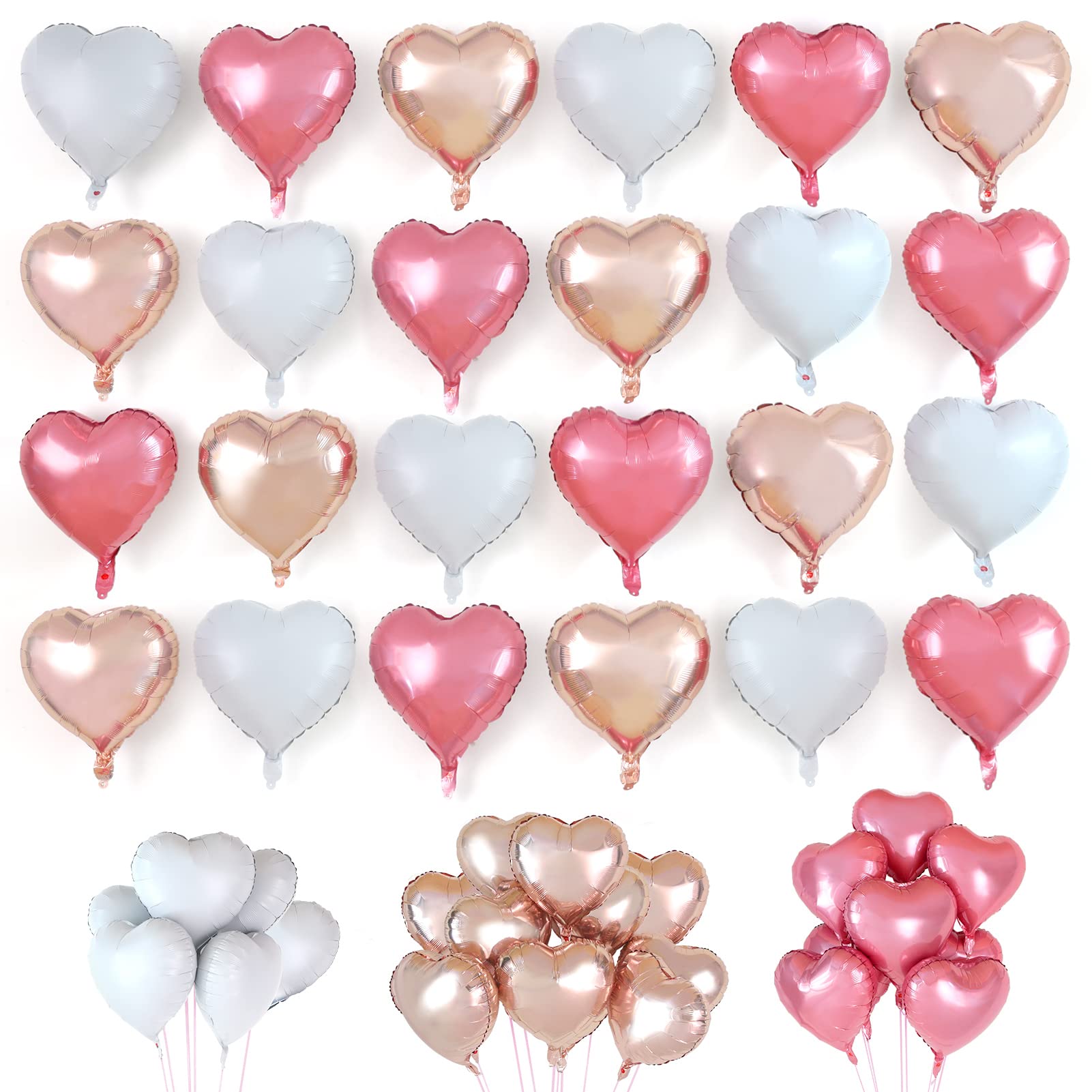 Ballon Coeur Or 20 Pcs, Baudruche En Forme De Coeur, Ballons De Fleuret, Ballon Helium Coeur Pour Anniversaire, Mariage, Saint Valentin, Décoration De Fête De Noël(Or Clair