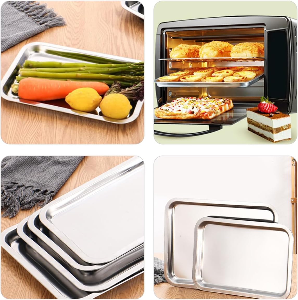 LIFKOME 4pcs Stainless Steel Plates for Boys and Girls Boy Girl Lunch Tray Suction Dish for Camping Home Use