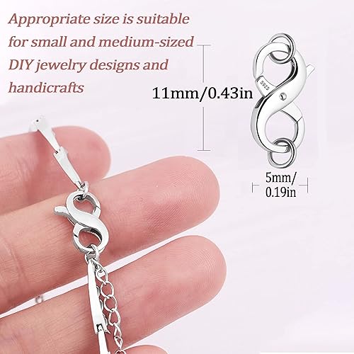 Miniatura 3 de Cierre de langosta de doble apertura plata de ley 925 cierre de dije con anillos cerrados para collares pulseras o joyas fabricado en Italia