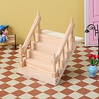 Vista 7 de Angoily Miniatura Casa de Muñecas Escalera Escritorio Ornamento Simplemente Escalera Pasamanos Exterior Barandillas