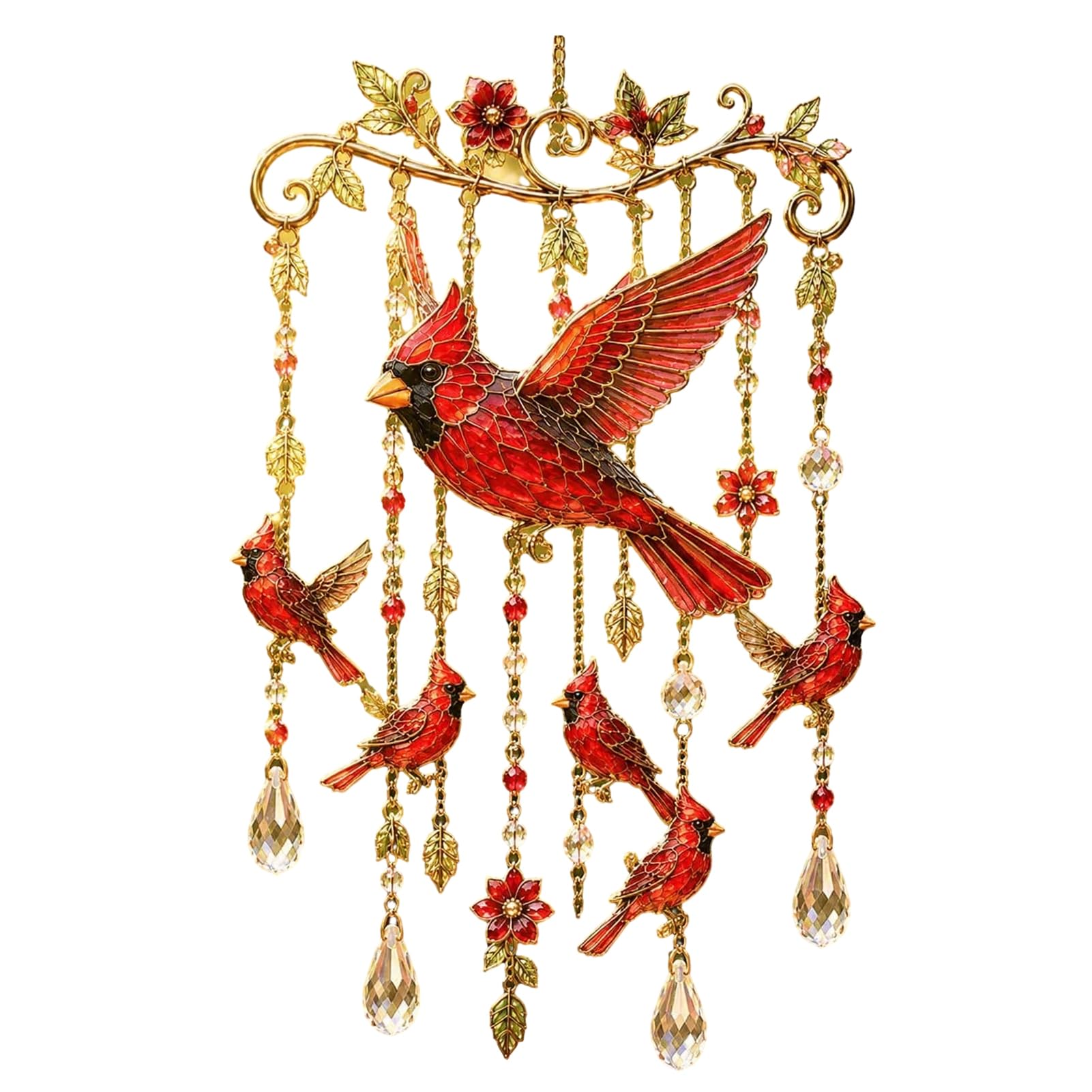 Hummingbird Wind Chime, Stained Glass Crystal Sun Catcher for Garden, Outdoor Decorative Hanging Pendant, 55cm Colorful Bird Yard Decor, Sympathy Gift for Grandma A
