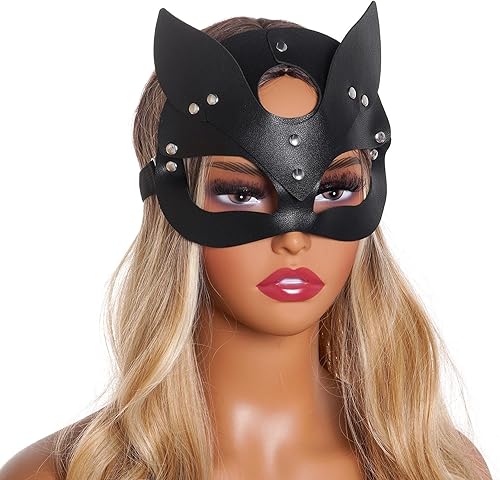 Miniatura 6 de Yookat Paquete de 3 máscaras de cuero para fiesta de máscaras, máscara de piel de zorro, máscara de mascarada para mascarada, cosplay, fiesta de