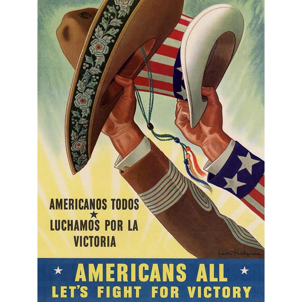 Wee Blue Coo Americanos USA War Mexican Uncle Sam Art Print Poster Wall Decor 12X16 Inch