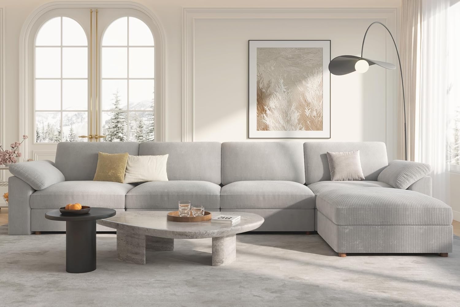 EASE MOOSE Oversized Modular Sectional Sofa with Ottoman - Deep Seat L-Shaped Cloud Couch, Removable Washable Cover