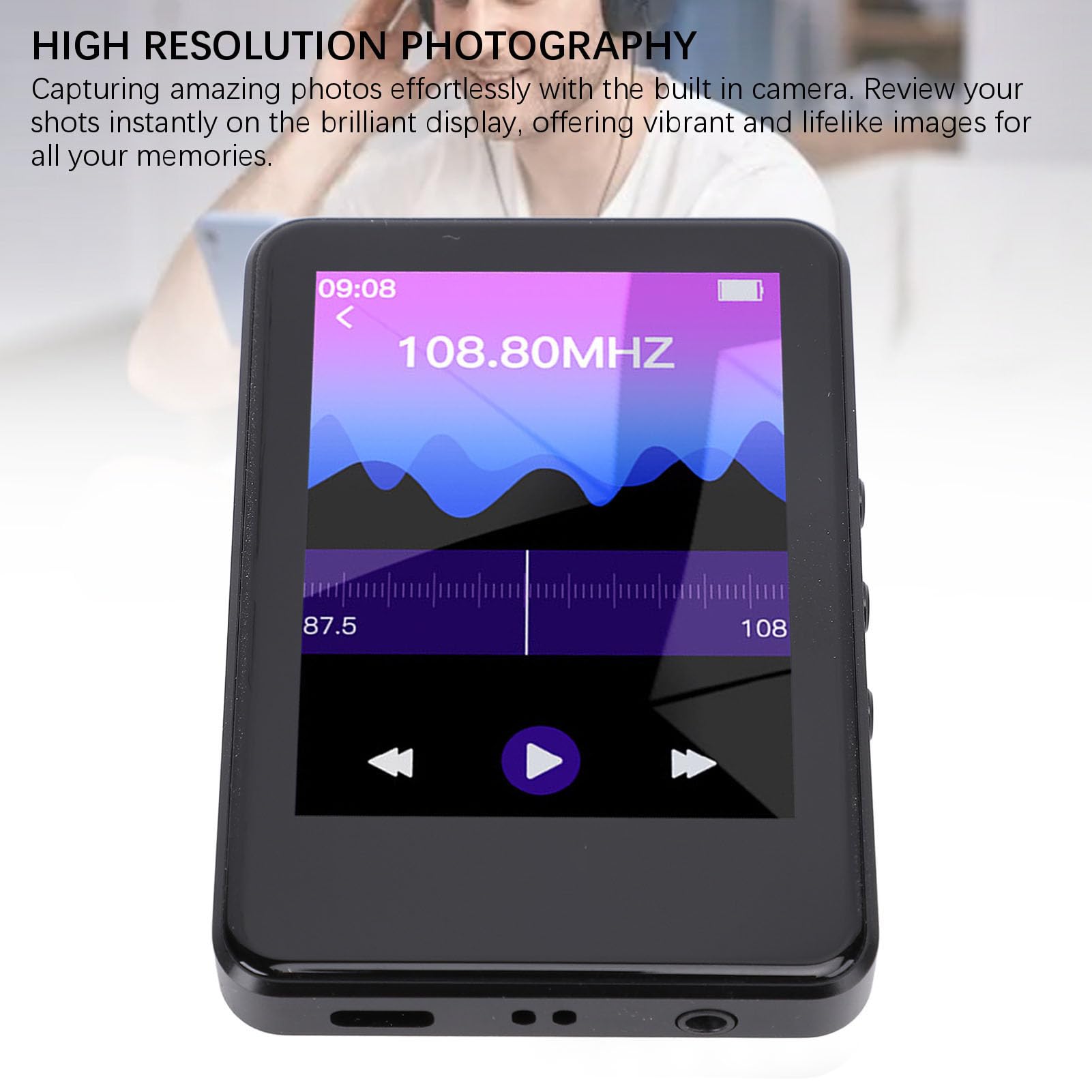 Garsent Reproductor MP4, Bluetooth HD Touch Screen Music Player with Camera Video Imagen Radio Electronic Book Altavo Calculadora, Calidad de Sonido sin Pérdida Portátil Player MP4 para