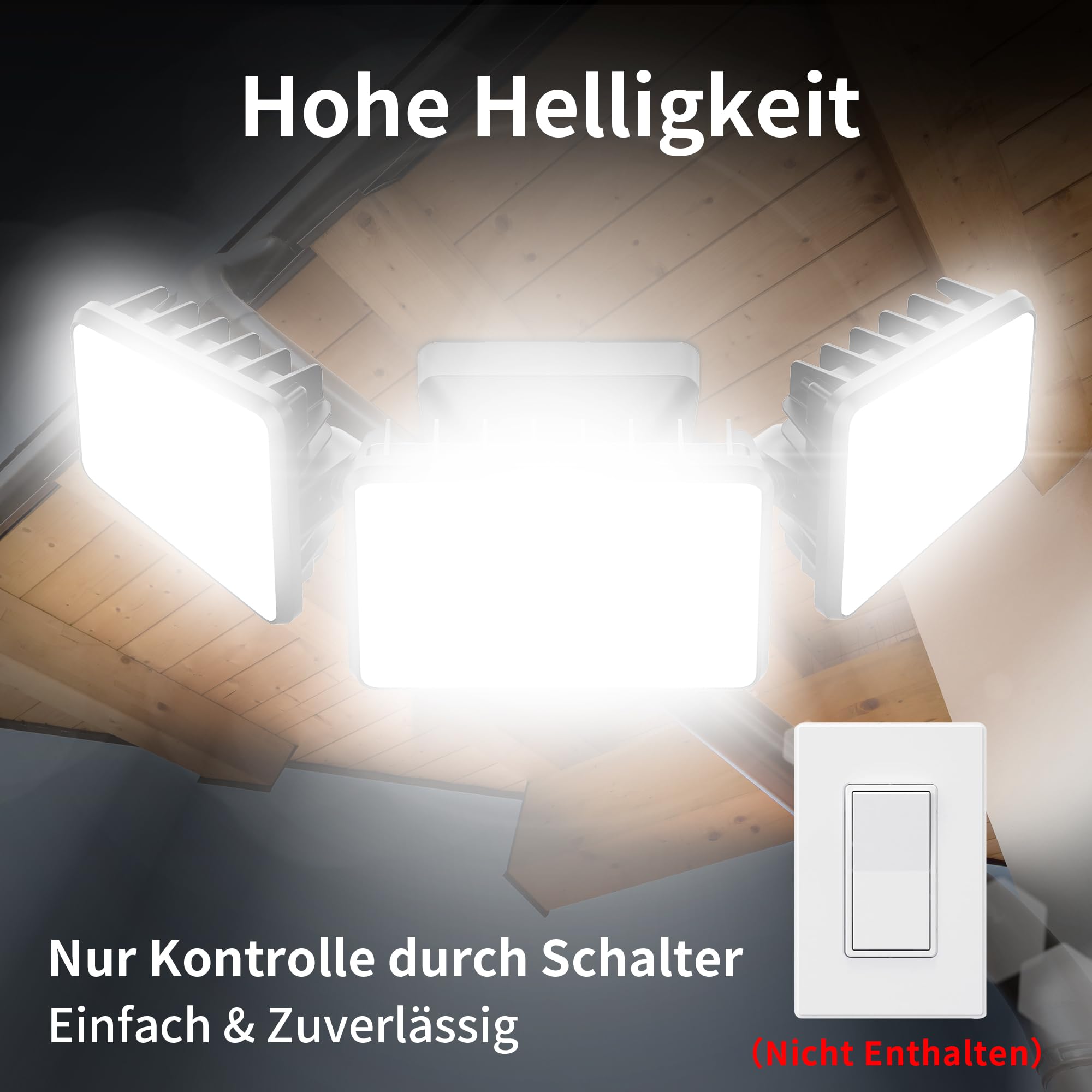 LED Strahler Außen 120W, 12000lm LED Flutlicht Außenleuchte, 4500K Warmweiß IP66 Außen Sicherheitsbeleuchtung für Garten, Garage, Haus, Hof.