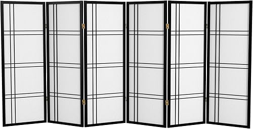 Pantalla Shoji corta de doble cruz de 4 pies - Natural - 6 paneles