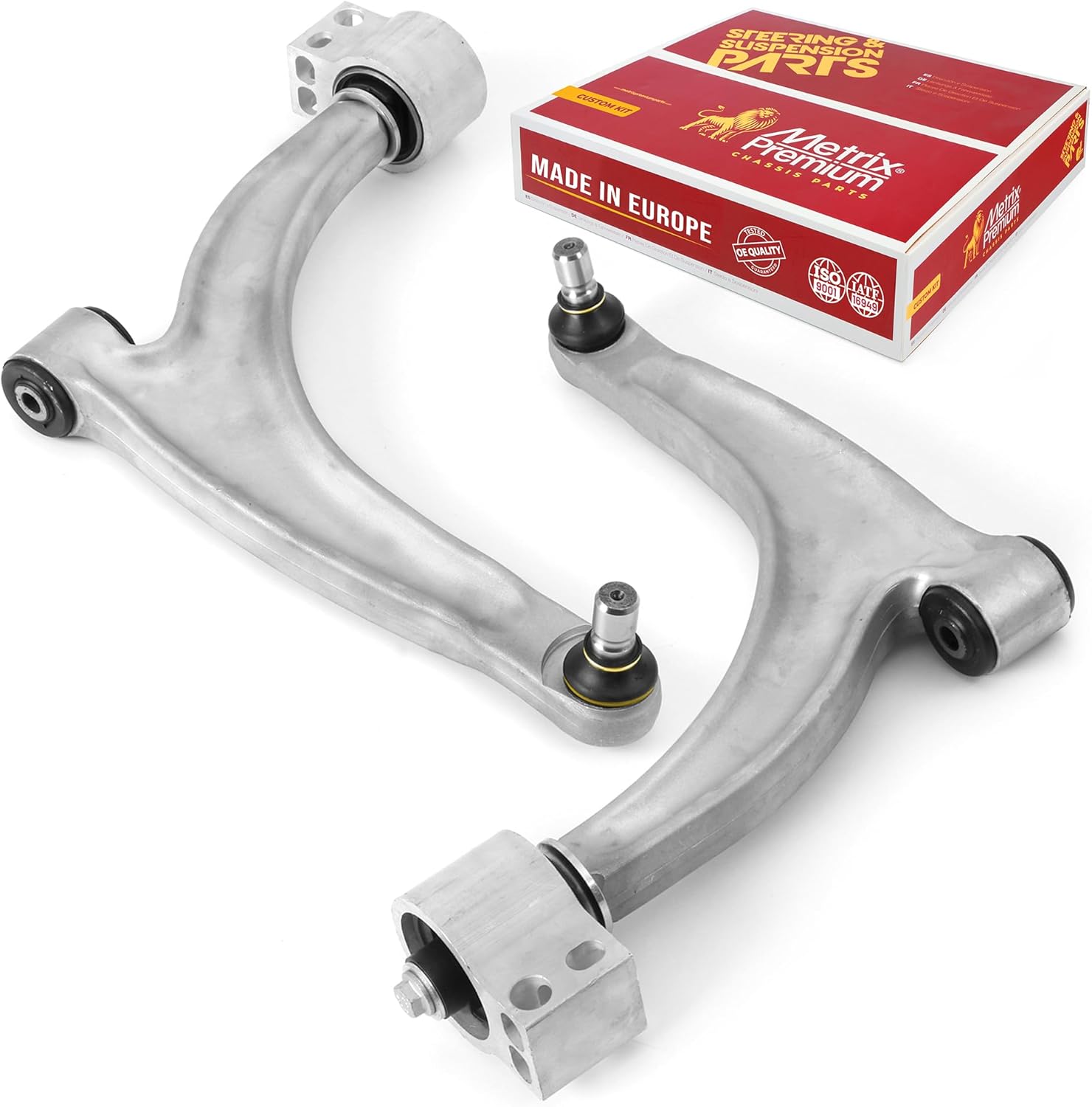 Metrix Premium Chassis Parts - Front Left & Right Lower Control Arm w Ball Joint & Bushing Assembly Kit Fits 07-09 Saturn Aura, 05-10 Pontiac G6, Replacement RK620179, RK620180, Made in Europe