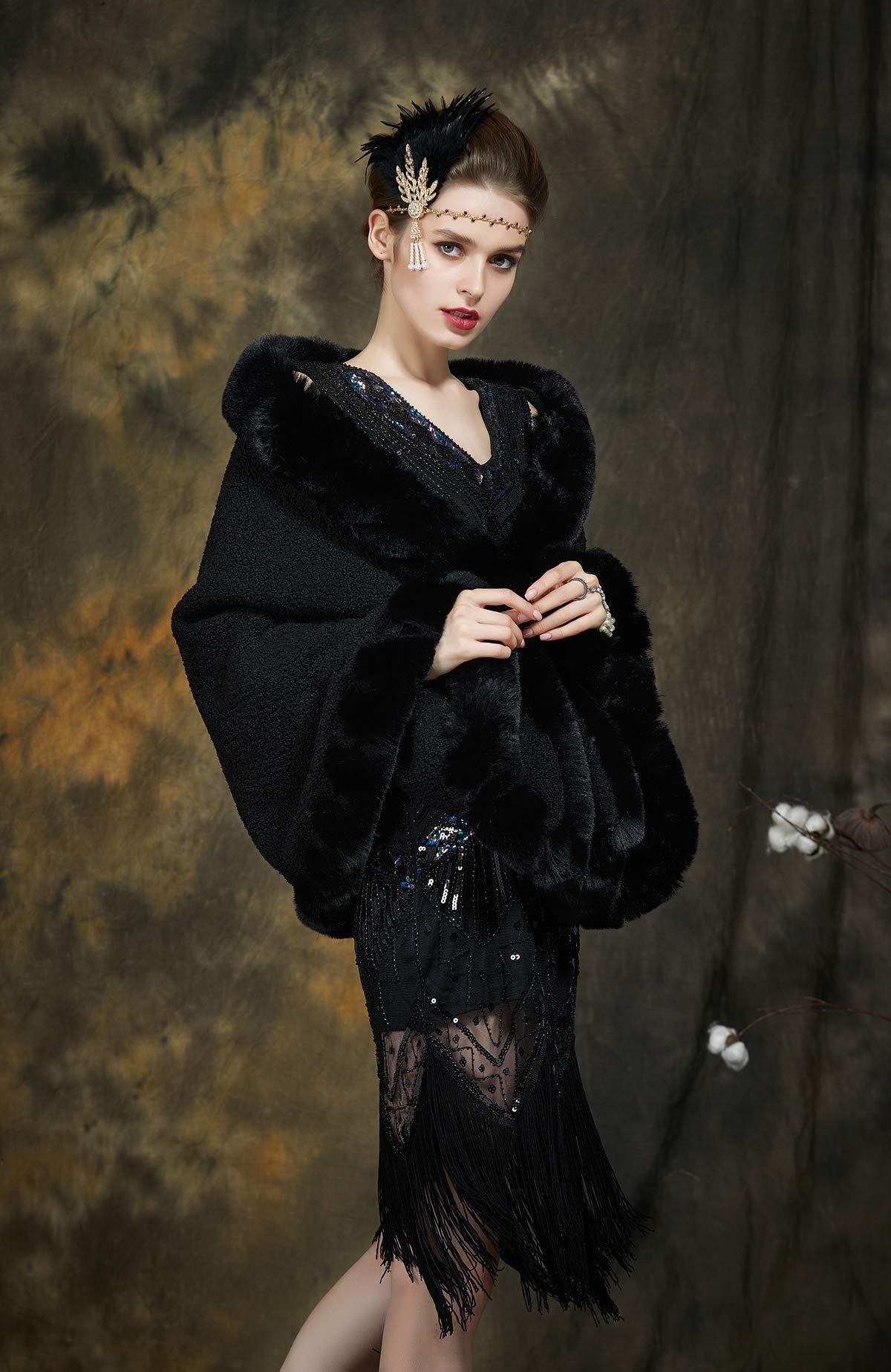BEAUTELICATE Stola Scialle Pelliccia Sintetica Donna Coprispalle Sciarpa Elegante Bolero Invernale Caldo per Cerimonia Matrimonio Sposa Damigella