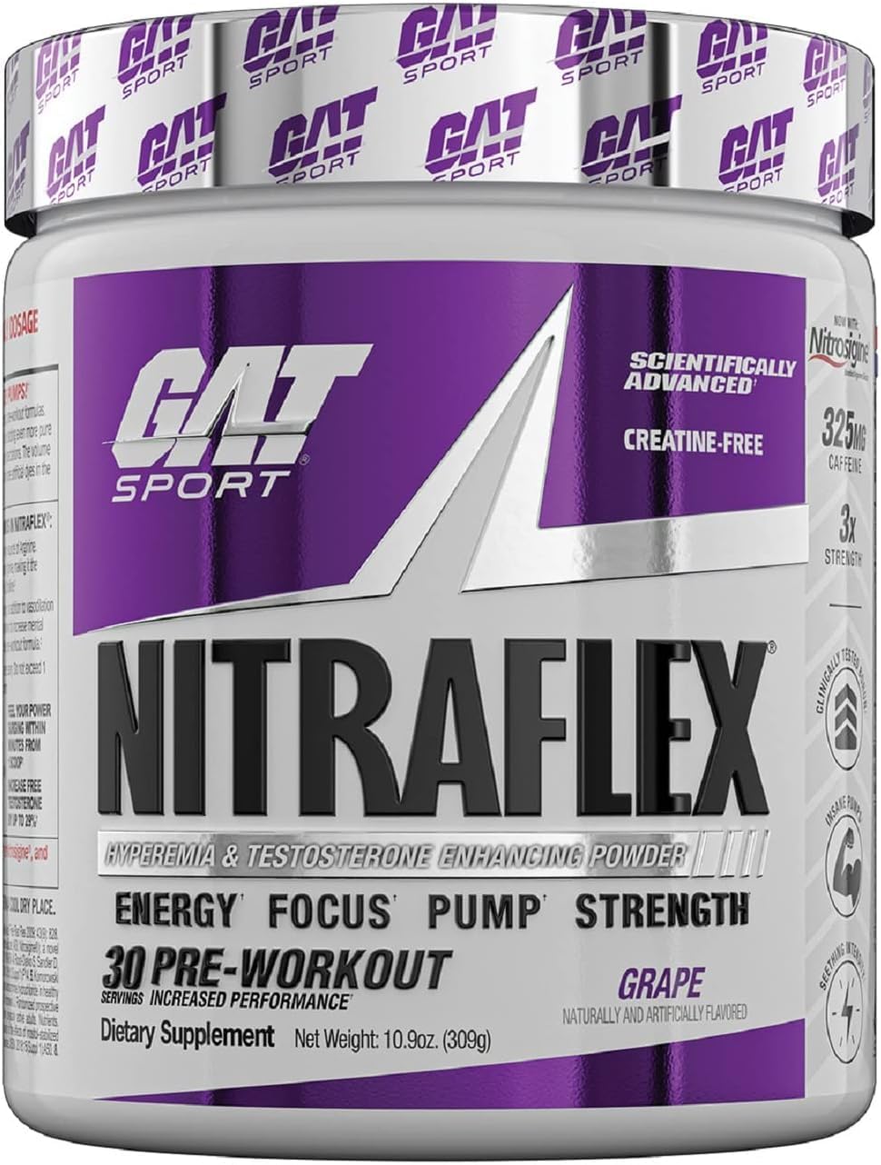 GAT SPORT, Nitraflex Advanced Pre-Workout Powder, Increases Blood Flow, Boosts Strength and Energy, Improves Exercise Performance (Grape, 30 Servings) GAT SPORT, Nitraflex Advanced Pre-Workout Powder, Increases Blood Flow, Boosts Strength and Energy, Improves Exercise Performance (Grape, 30 Servings)