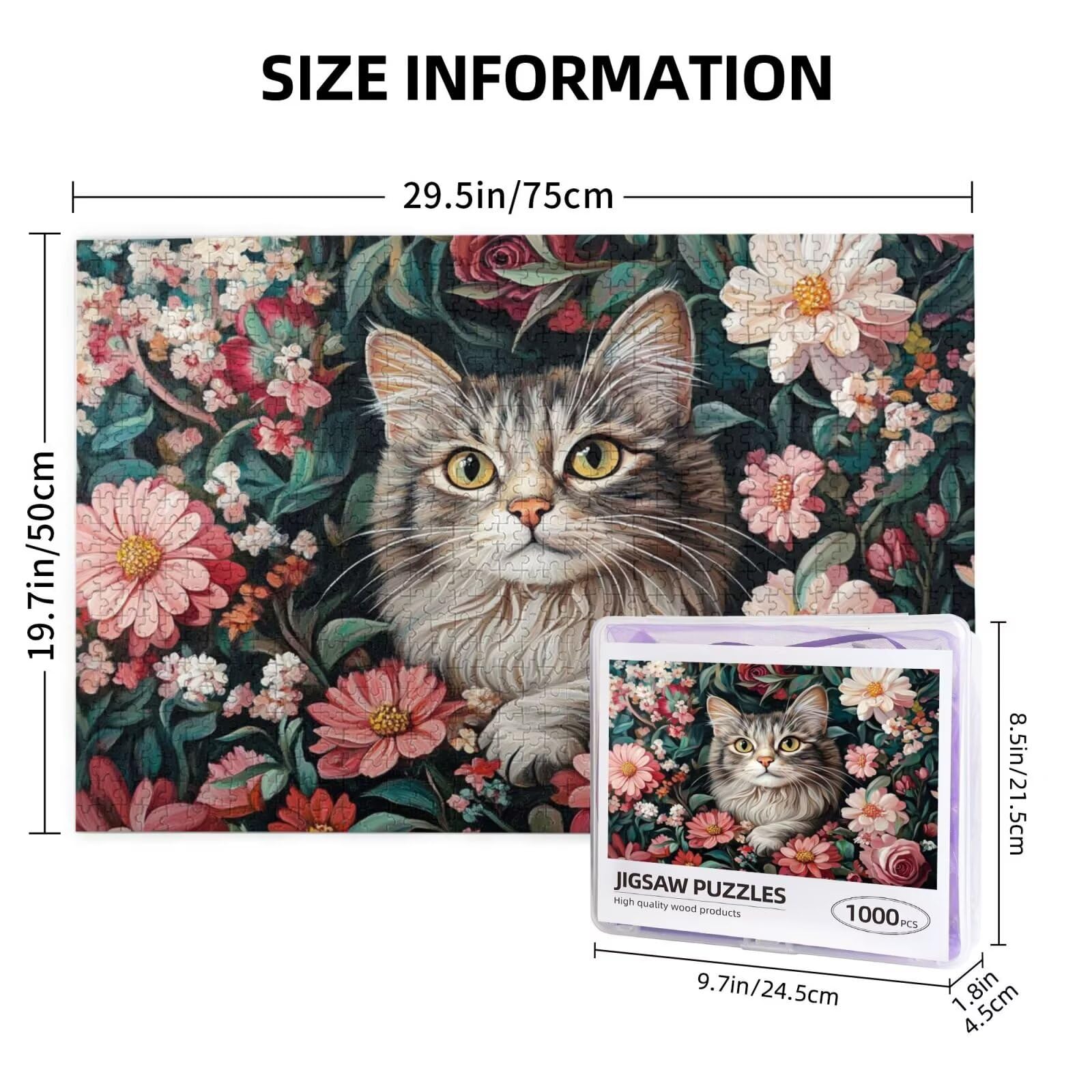 Puzzle kot, 6000 elementów, puzzle kwiatowe dla dorosłych, z pudełkiem na prezent, "zrób to sam", duże drewniane puzzle dla dorosłych, gra zręcznościowa dla całej rodziny, prezenty dla kobiet, 105 x