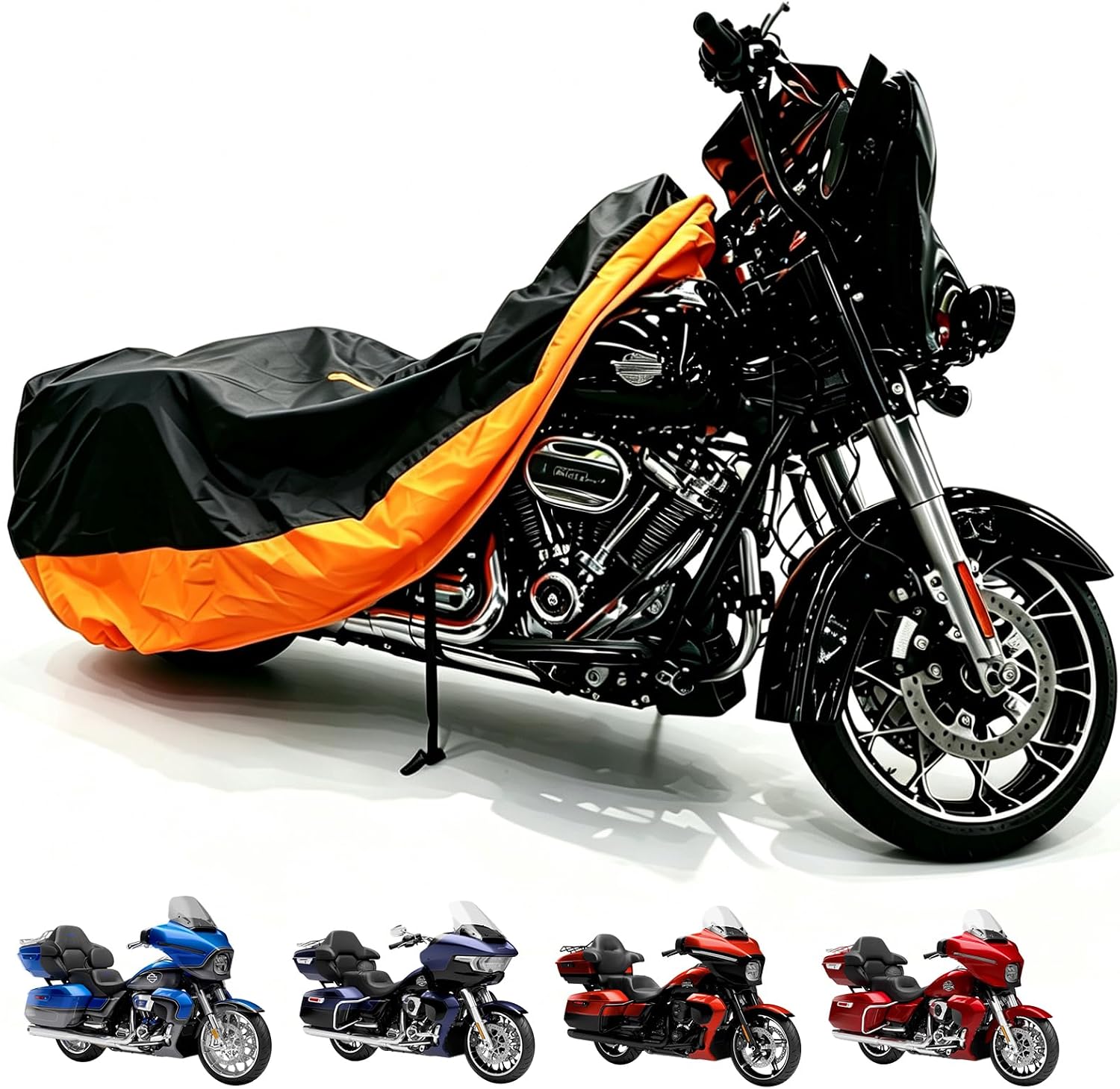 Motorcycle Cover for Harley Touring Models Road Glide Limited, Ultra Limited, Ultra Classic, Road King, Road Glide, Street Glide, Electra Glide Waterproof Heavy Duty 420D Oxford Motorcycle Cover